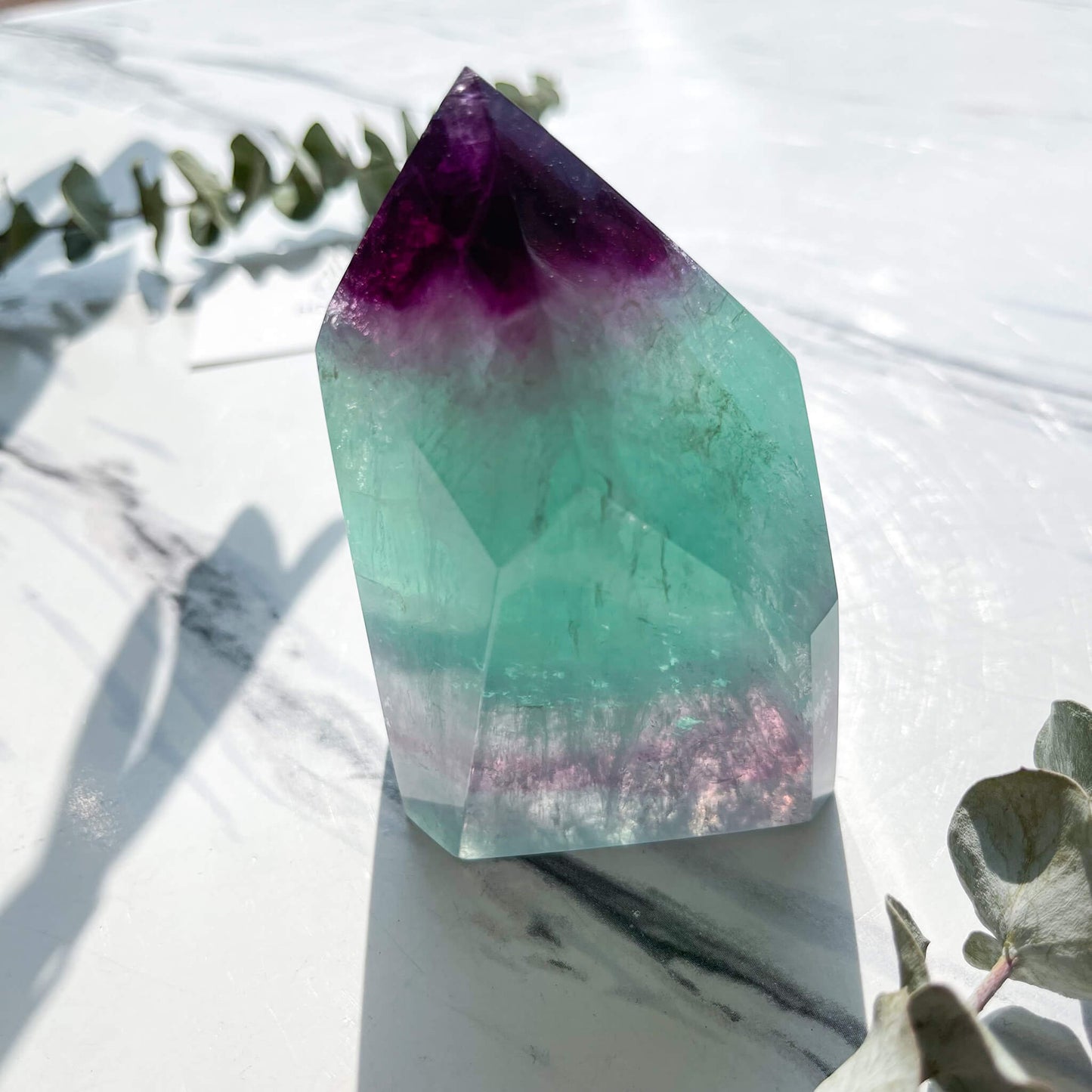 Green Fluorite Point Tower/Large Light Blue Fluorite Point/Natural Fluorite/AAA