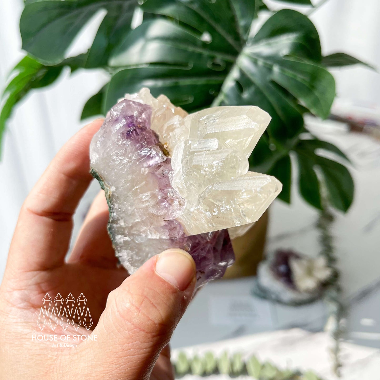 Natural Large Amethyst Geode with Calcite/Amethyst Crystal Cluster/Uruguay Amethyst Standing Cluster/Crown Chakra/AAA2