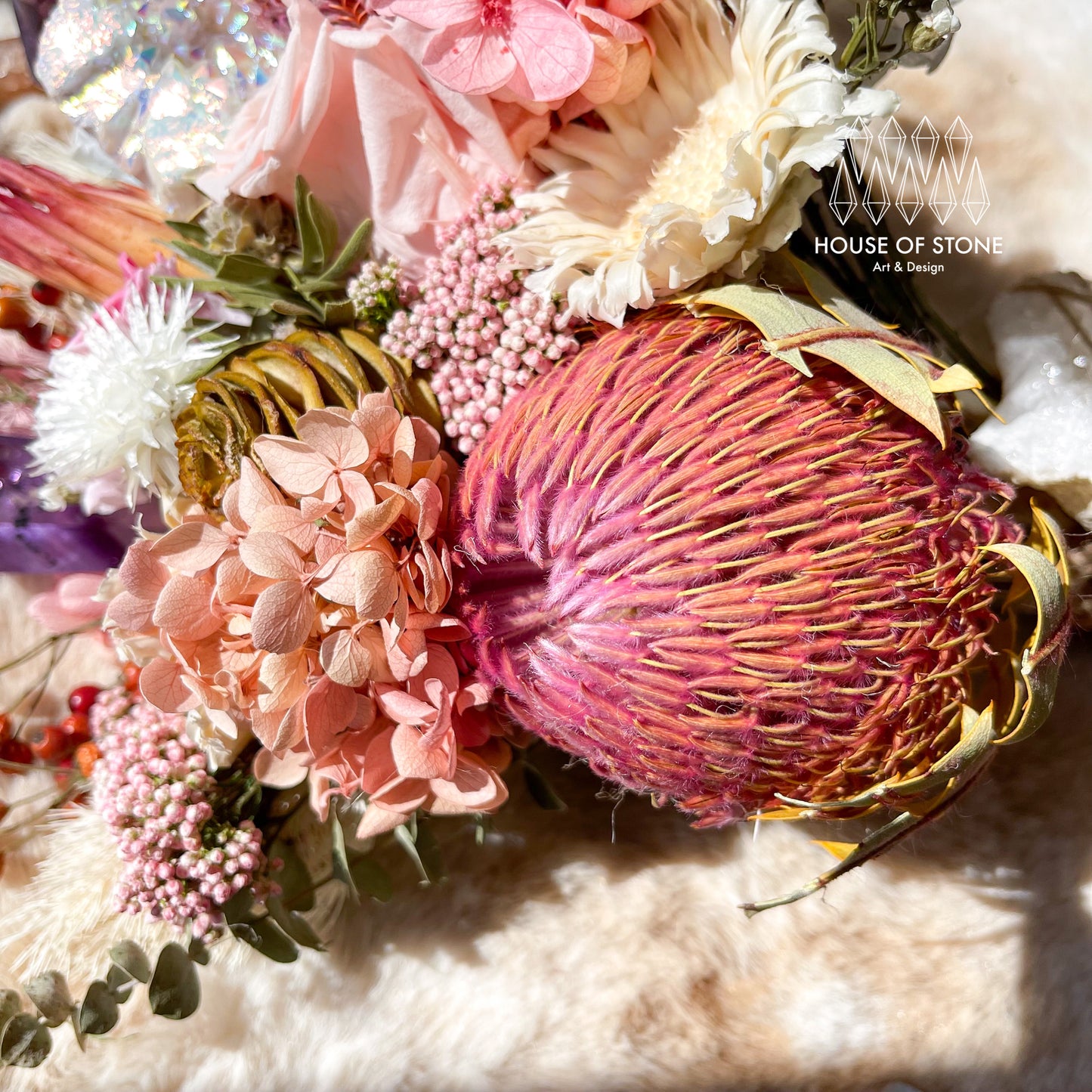 Crystal Dried Flowers Bouquet/Natural Crystal Preserved Flowers Bouquet/Wedding Crystal Bouquet/Home Decoration