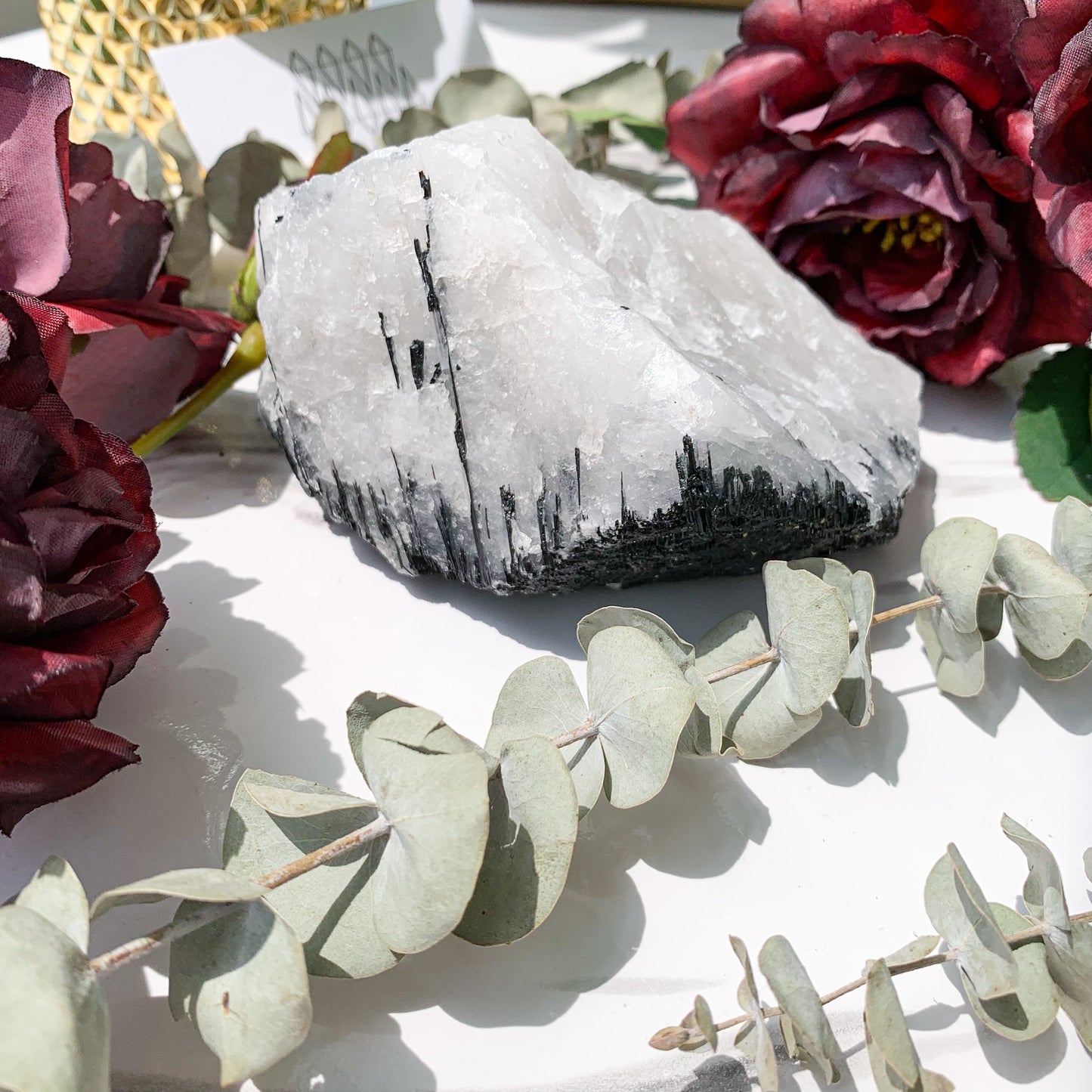 Rare Natural Black Tourmaline with Quartz Specimen/Rare Black Tourmaline Specimen