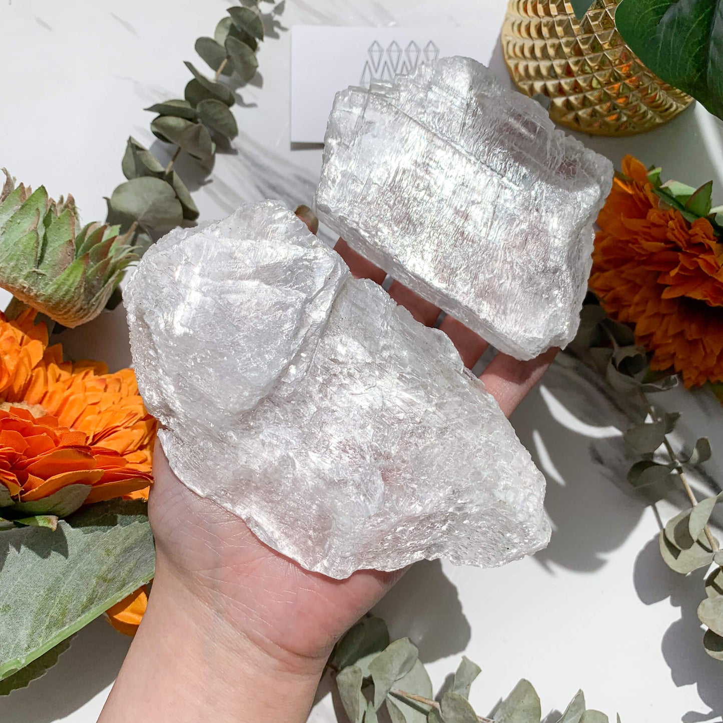 Raw Natural Selenite Slab/Ice Selenite Charging Plate