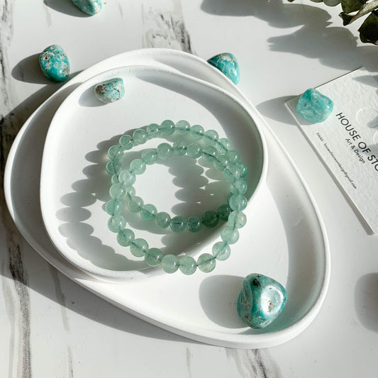 Green Strawberry Quartz Bracelet/Crystal Beads/Gemstone Jewelry
