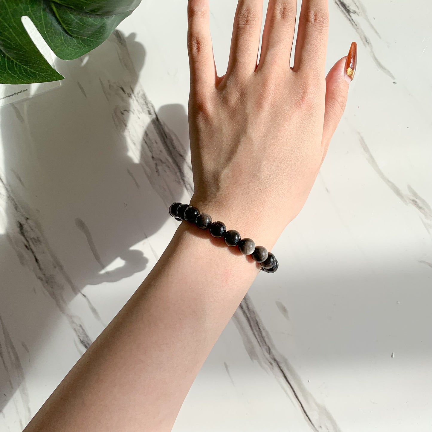 Silver/Gold Sheen Obsidian/Obsidian Beads Bracelet/Gemstone Jewelry/Stone Bracelet