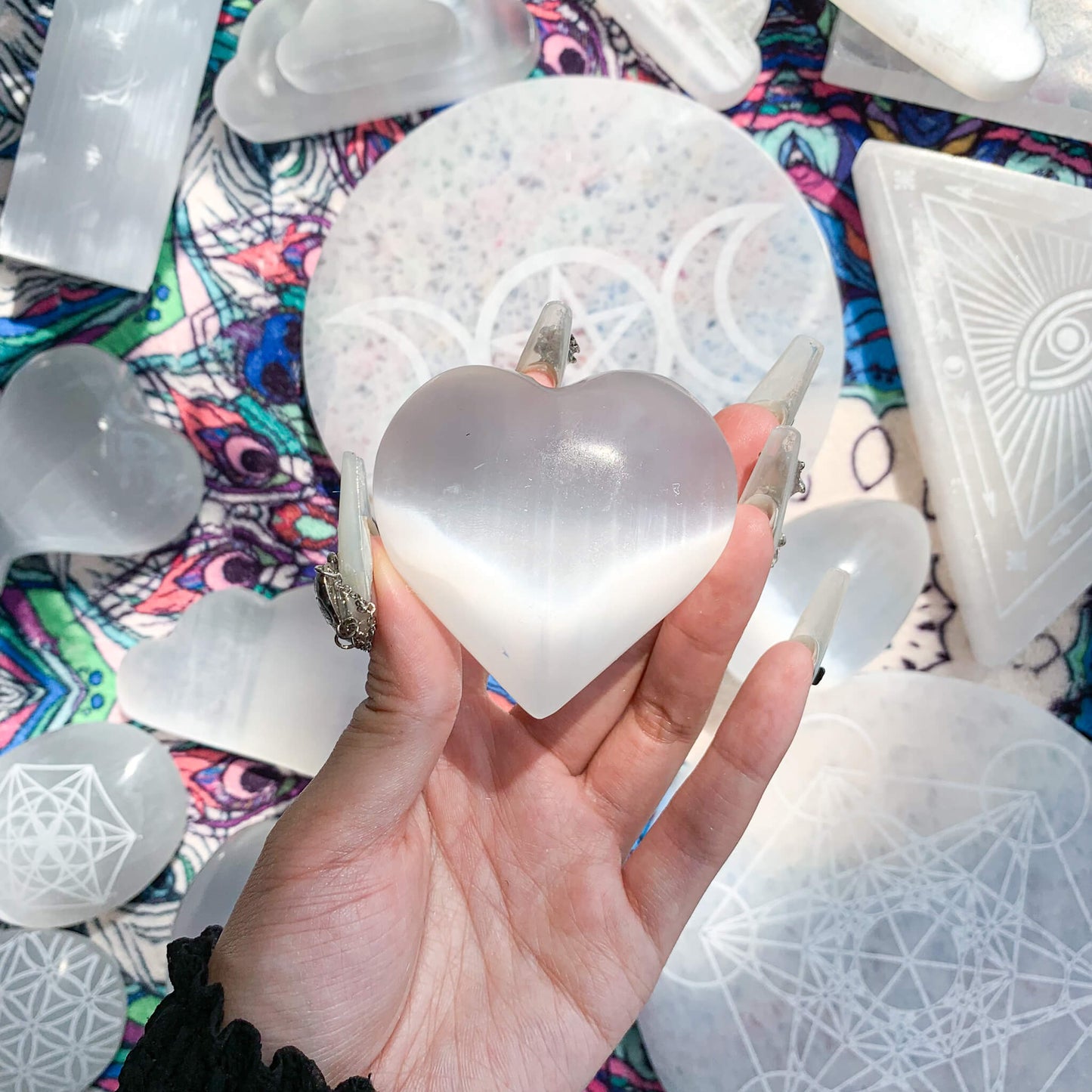 Natural Selenite Crystal Heart/Selenite Crystal Tumbled Stone/Cleanse Selenite Heart
