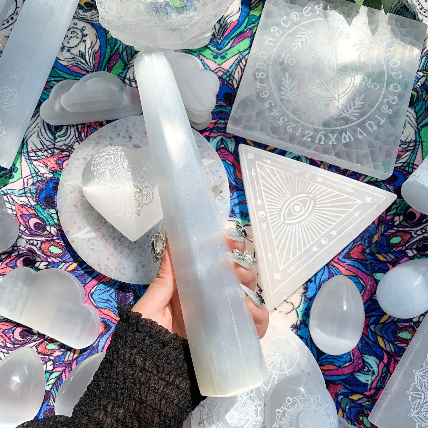 Large Natural Selenite Crystal Obelisk/Selenite Cleanse Point Tower