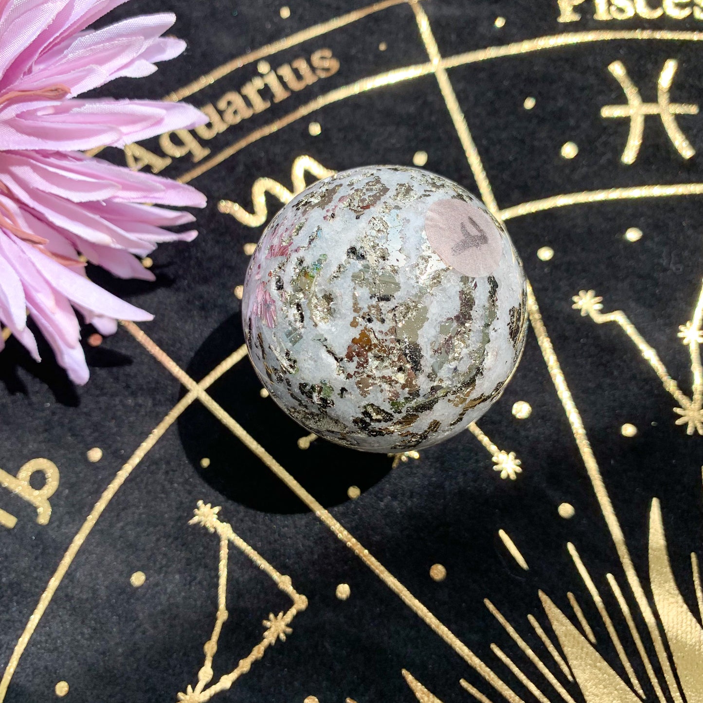 Natural Pyrite Agate with Quartz Sphere/Agatized Pyrite with Quartz Sphere