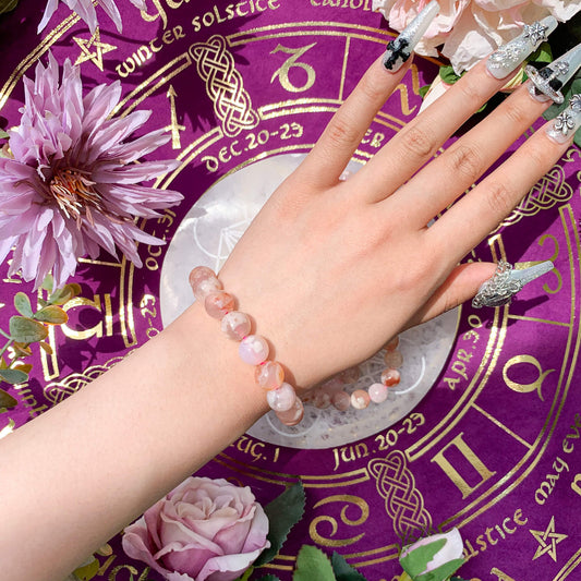 Sakura Agate Bracelet/Natural Flower Agate Bracelet/Agate Bracelet