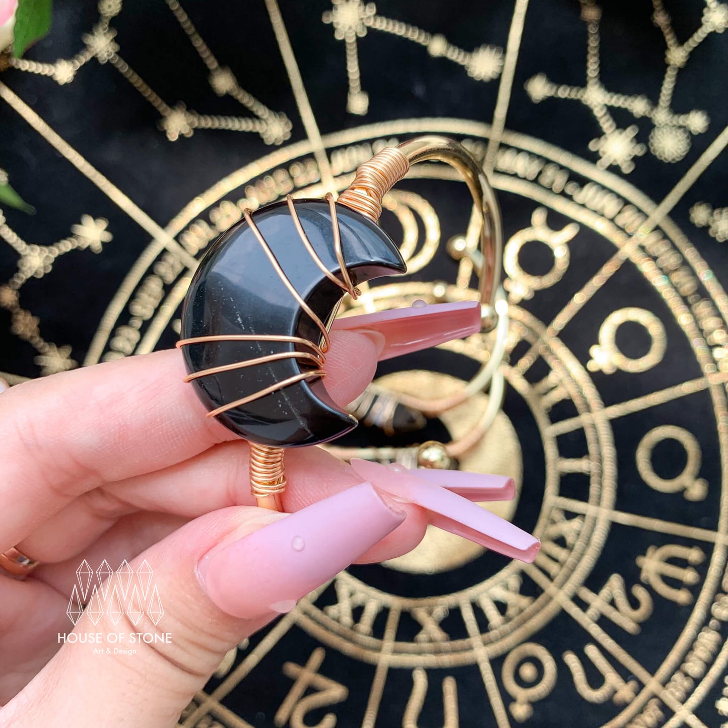 Natural Moon Crystal Bracelet/Wire Wrapped Crystal Bracelet/Moon Gemstone Wire Wrapped Crystal Jewelry