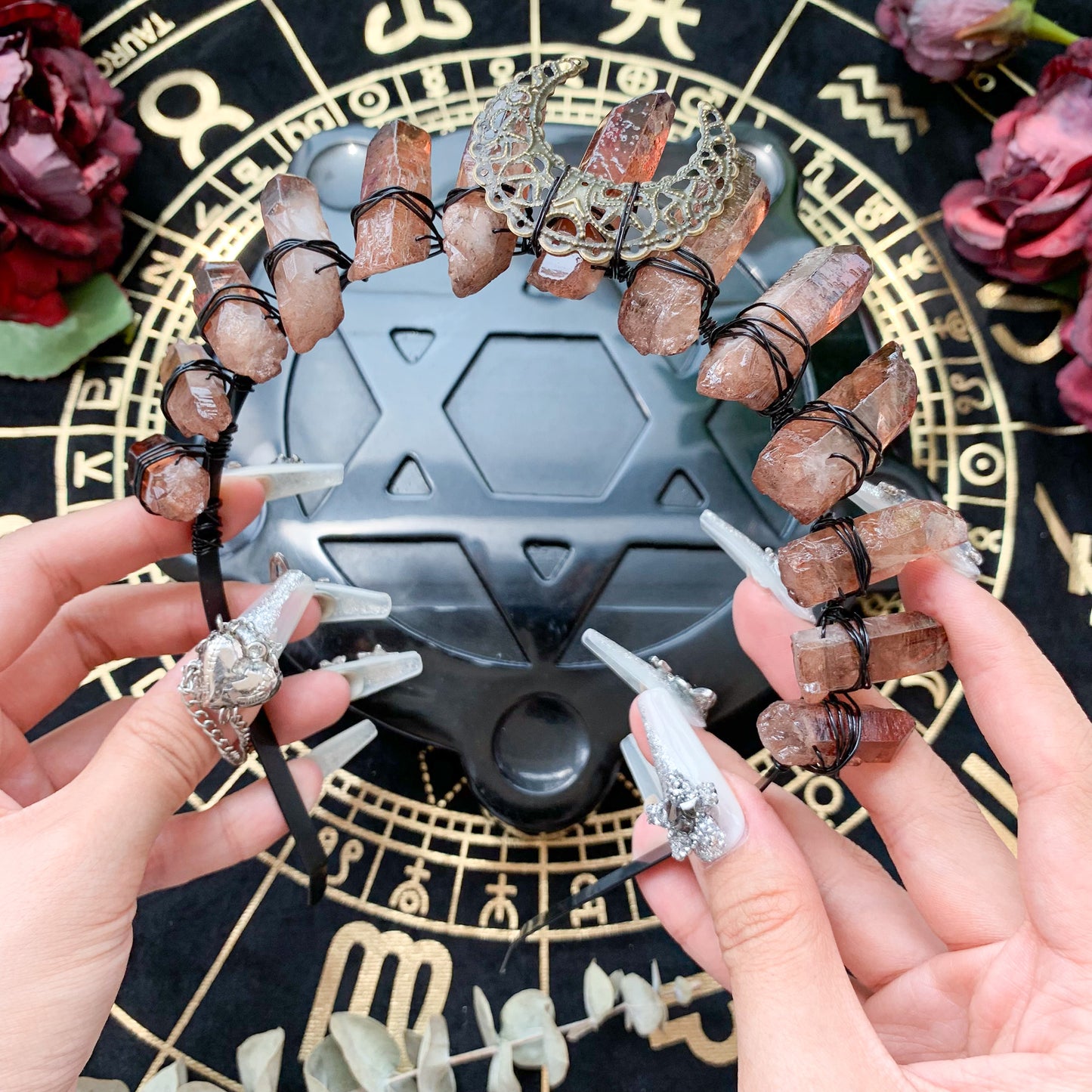 Raw Crystal Quartz Crown/Tiara Healing Hair Crown/Wedding Bride Jewelry Headband Gift/Wire Wrapped Crown