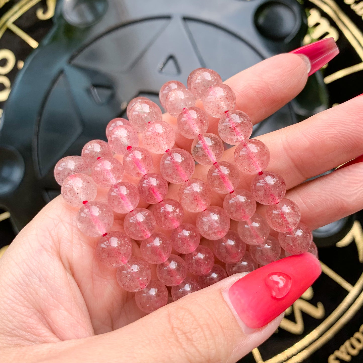 Strawberry Quartz Bracelet/Natural Gemstone Adjustable Bracelet