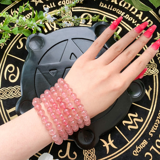 Strawberry Quartz Bracelet/Natural Gemstone Adjustable Bracelet