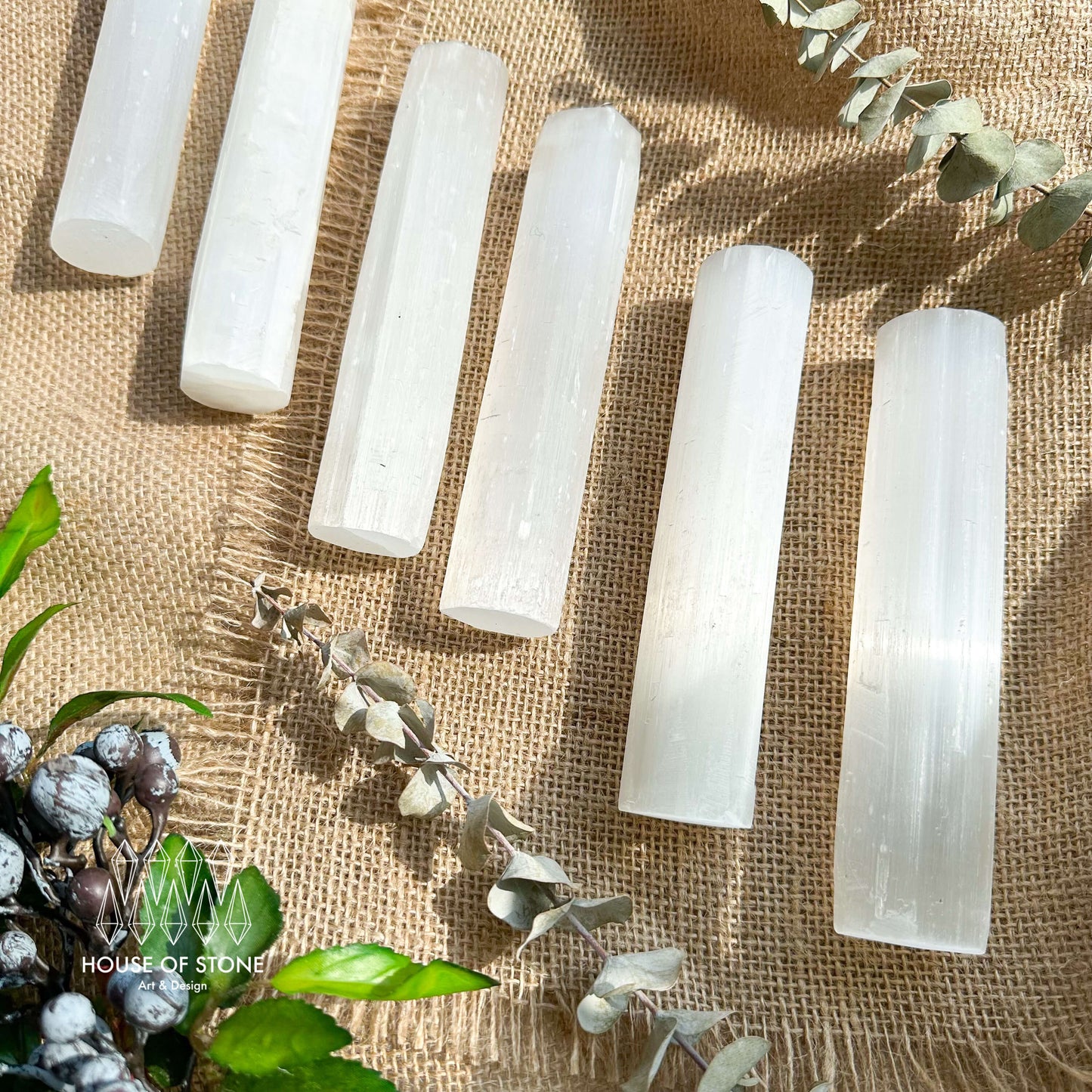 Natural Cylinder Selenite Harmonizer Pair/Long Selenite Harmonizer Cleansing Wand/Selenite Meditation Tool/Crown Chakra Healing