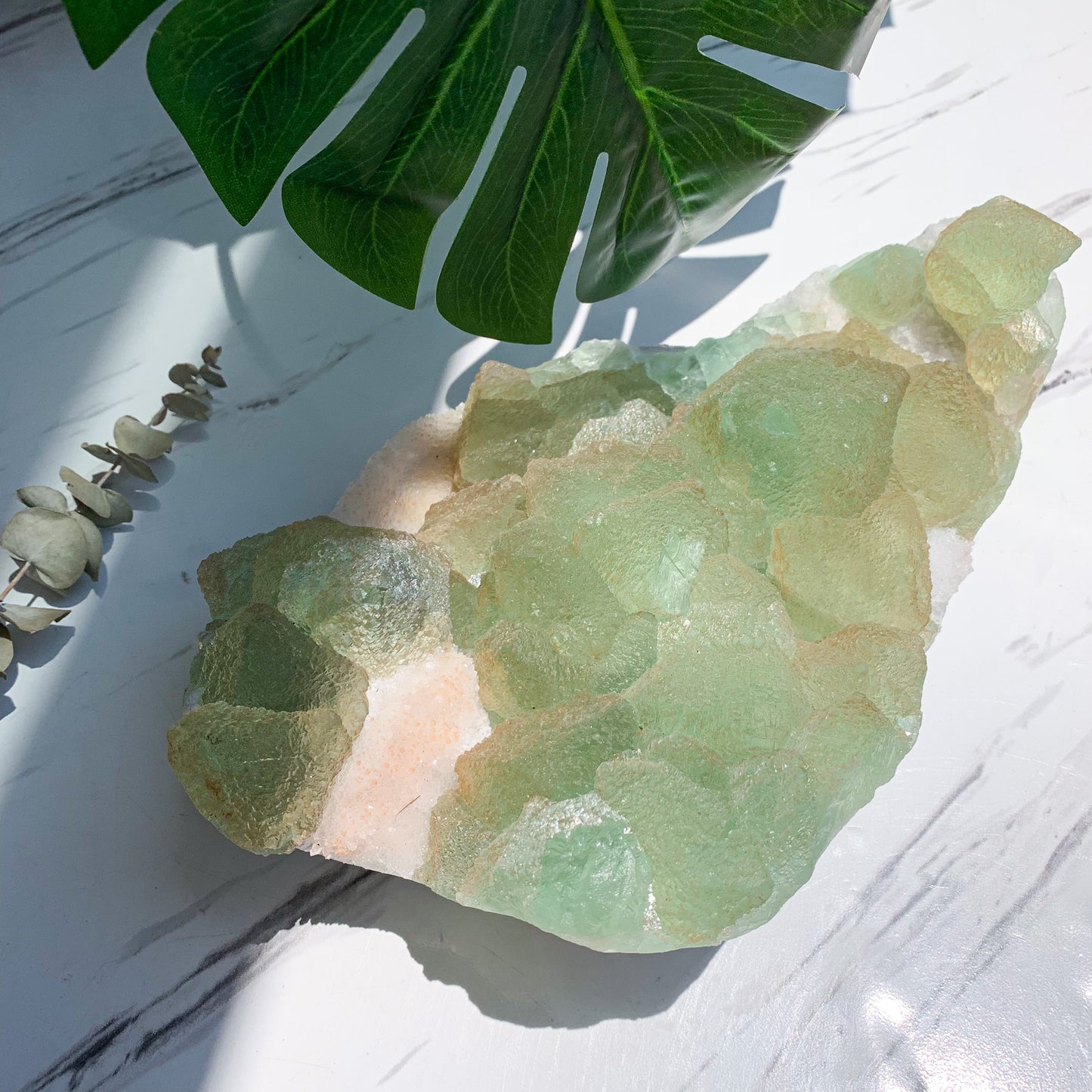 Super Large Green Fluorite Specimen/Rare Large Light Green Fluorite Specimen