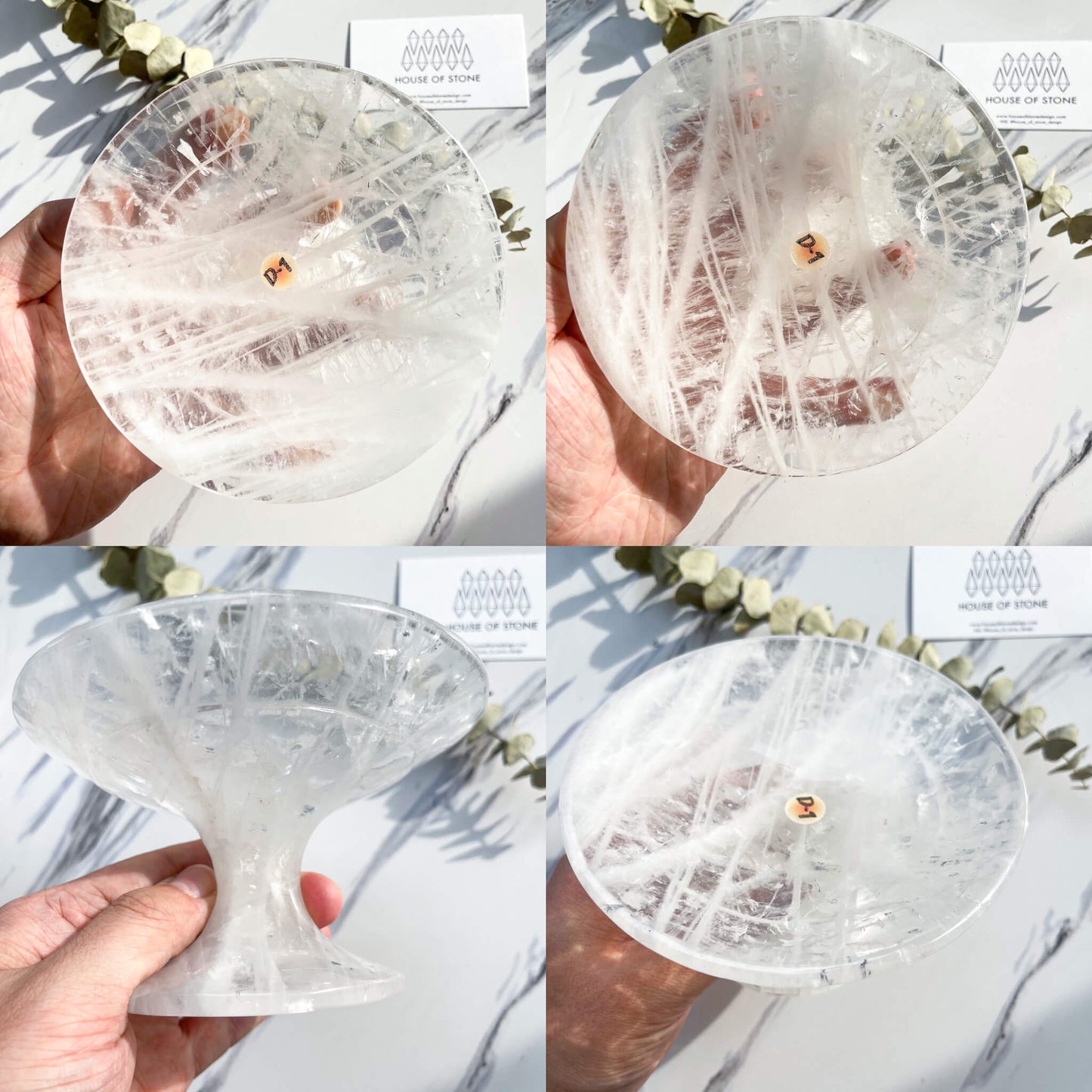 Clear Quartz Plate with Stand/Crystal Footed Serving Plate/Quartz Plate for Cake/Clear Quartz Hand Carved Tray/Natural Clear Quartz Bowl