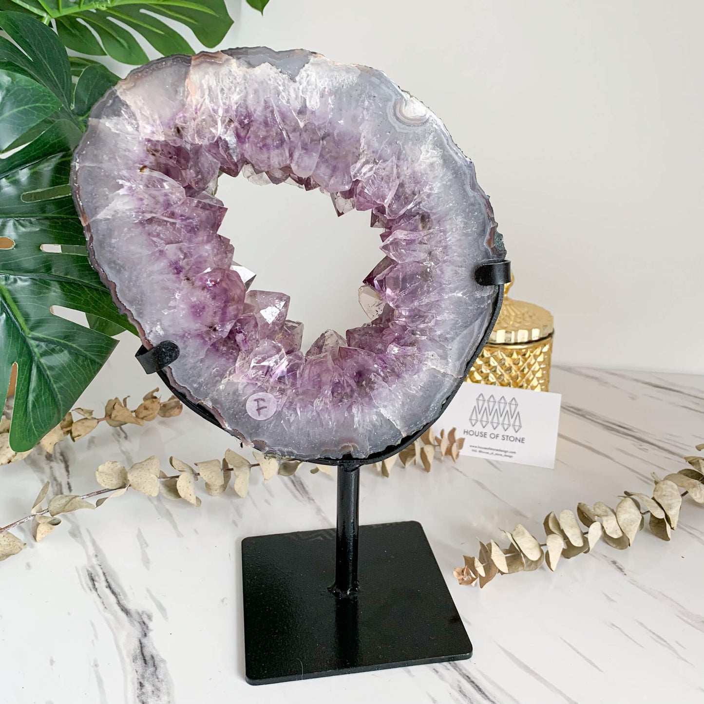 Brazil Amethyst Portal Slice/Natural Amethyst Geode Druzy Portal