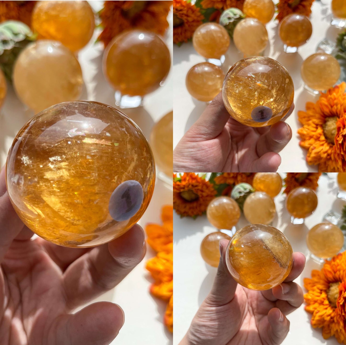 Optical Honey Calcite Sphere/Optical Rainbow Golden Calcite Sphere/Amber Calcite Crystal Sphere