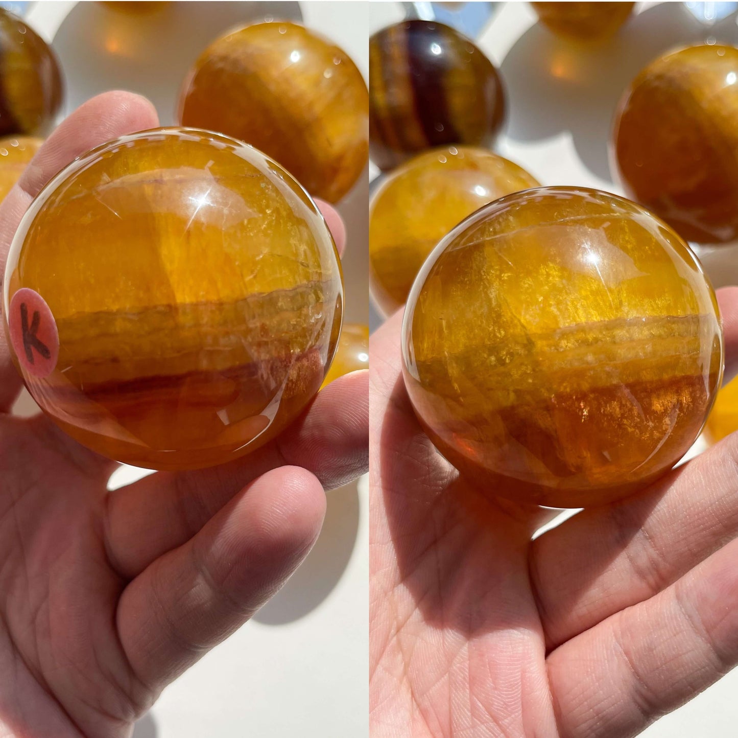 Yellow Fluorite Sphere/Natural Yellow Rainbow Fluorite Sphere/Yellow Fluorite Crystal Sphere