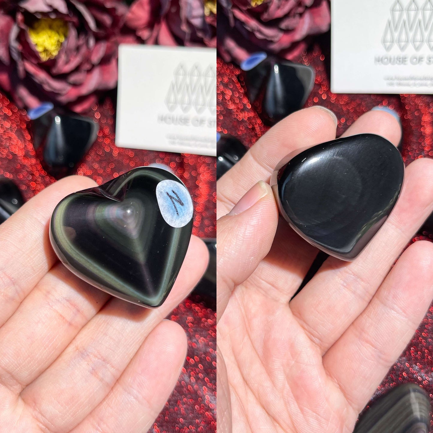 Natural Rainbow Obsidian Heart/Rare Colorful Obsidian Hand Carved Heart/Obsidian Palm Stone