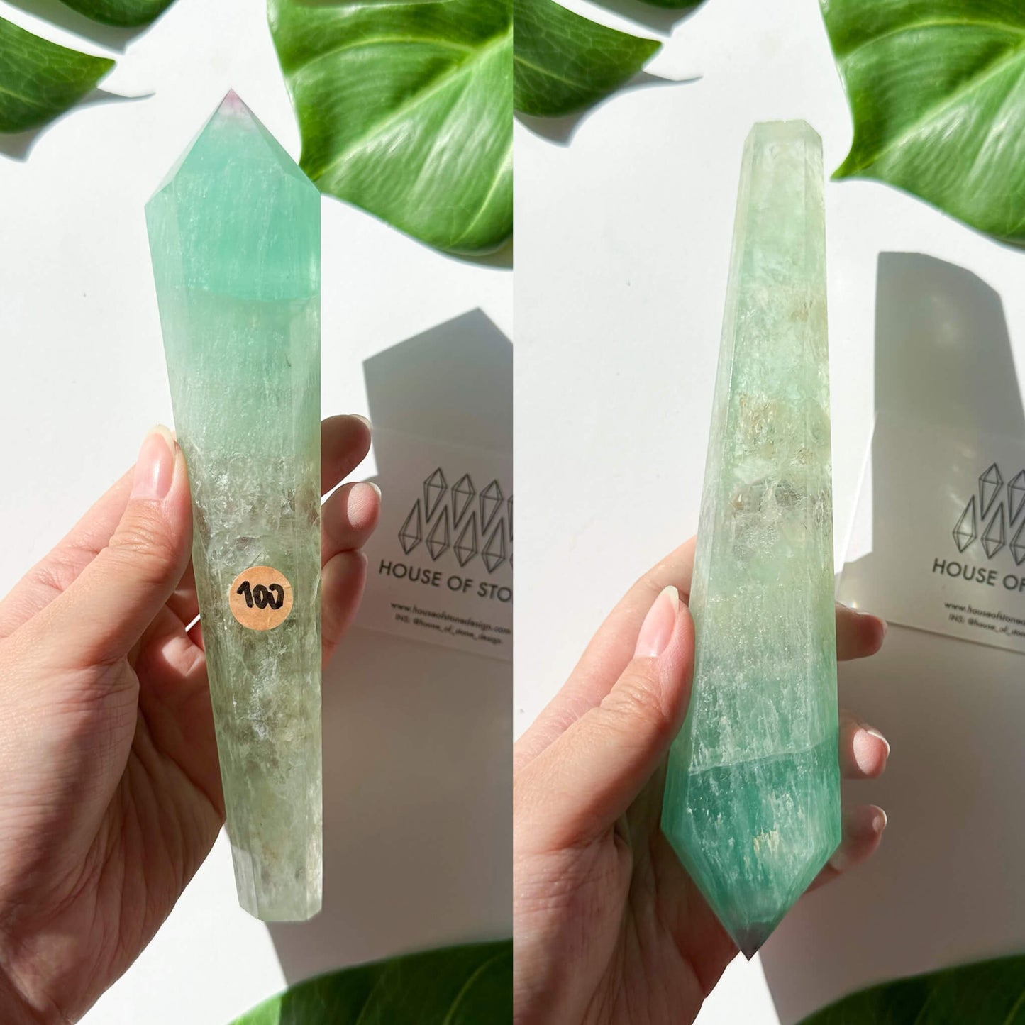 Large Rainbow Fluorite Wand/Natural Rainbow Green Fluorite Wand/Fluorite Point Wand/Crystal Wand/Fluorite Handle/Fluorite Stem/Heart Chakra Healing/AAA