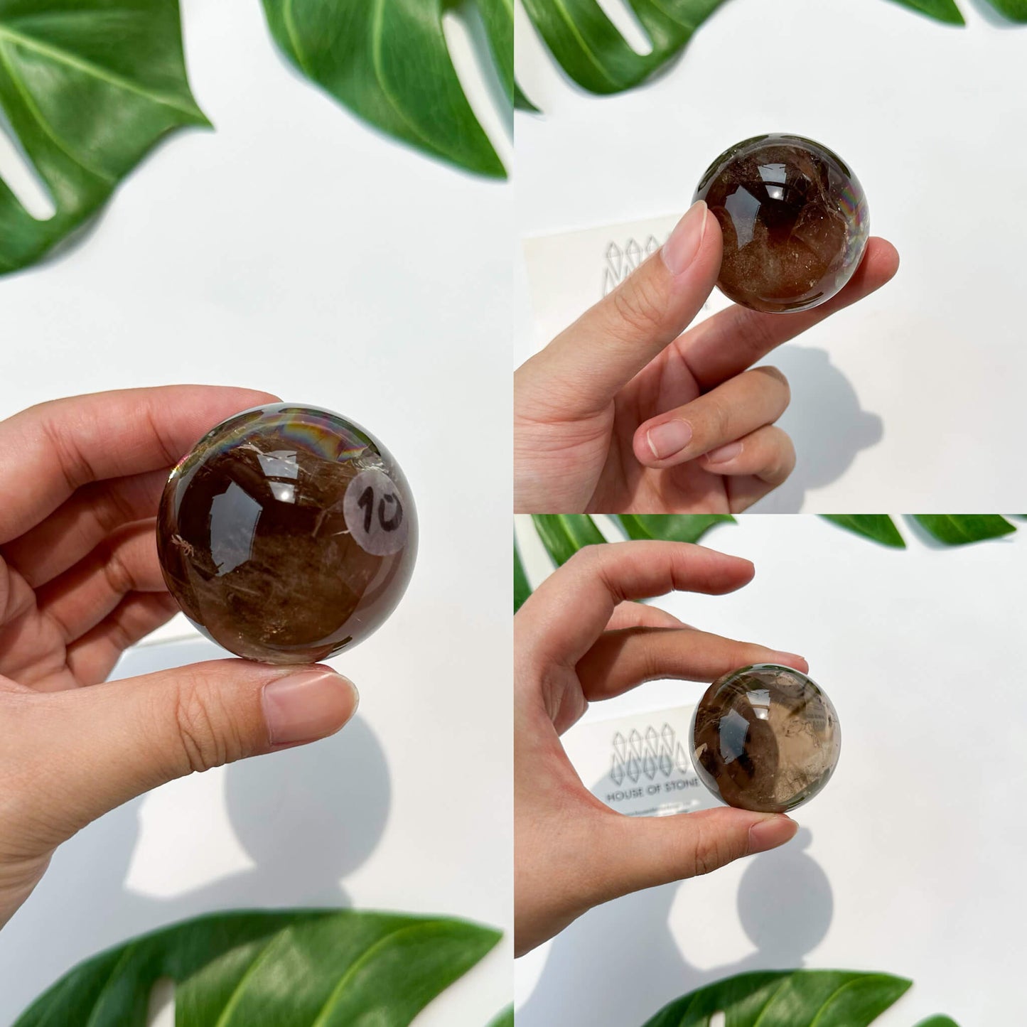 Natural Brazil Smoky Quartz Sphere/Rainbow Smoky Quartz Crystal Sphere/Rare Smoky Quartz Ball/Root Chakra Healing
