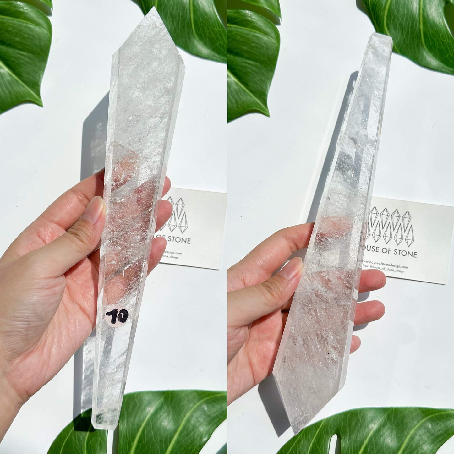 Natural Clear Quartz Point Wand/Clear Quartz Rainbow Crystal Wand/Clear Quartz Handle/Crystal Stem/Crown Chakra Healing/Meditation Tool/AAA