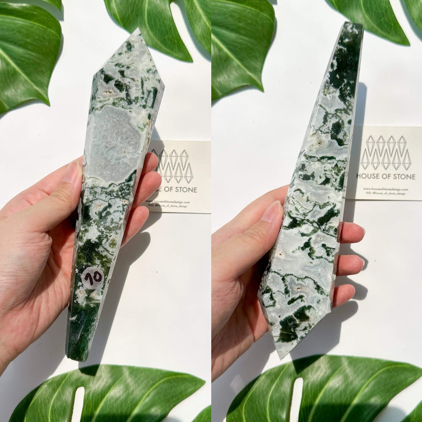 Natural Moss Agate Wand/Druzy Moss Agate Crystal Point Wand/Moss Agate Crystal Handle/Moss Agate Stem/Wedding Bouquet Handle/Heart Chakra Healing/AAA