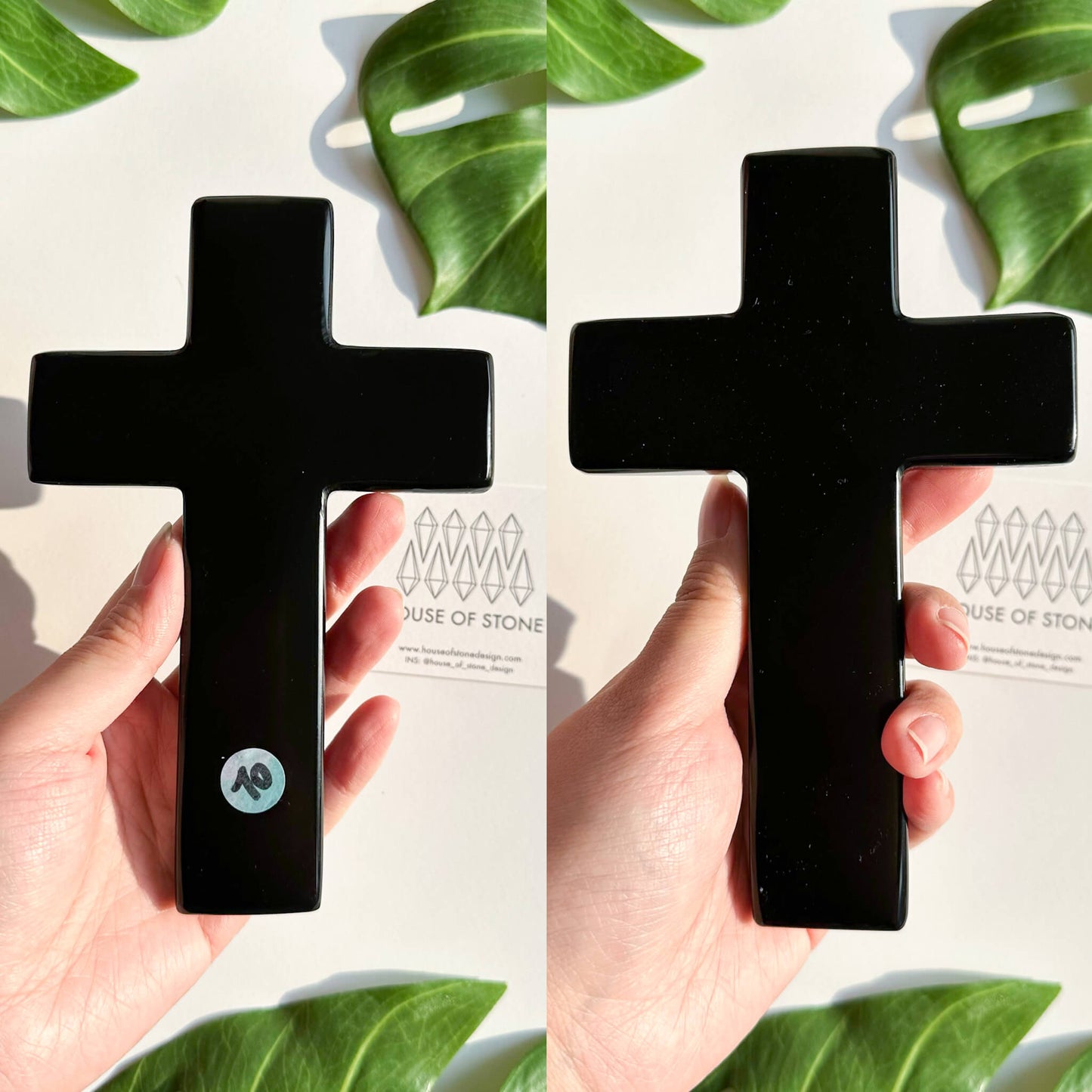 Natural Black Obsidian Cross/Large Hand carved Black Obsidian Cross/Gemstone Obsidian Cross/Crystal Cross/Root Chakra Healing/Altar Tools