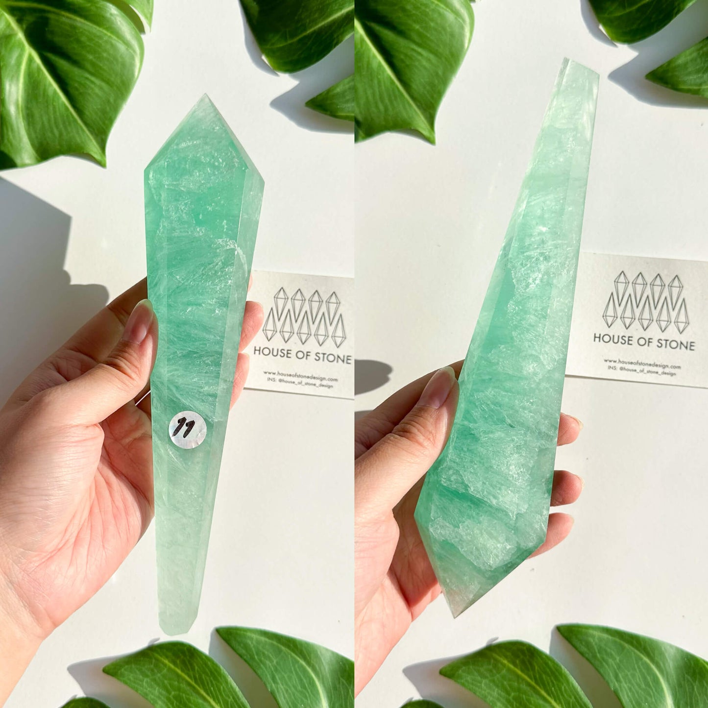 Large Rainbow Fluorite Wand/Natural Rainbow Green Fluorite Wand/Fluorite Point Wand/Crystal Wand/Fluorite Handle/Fluorite Stem/Heart Chakra Healing/AAA