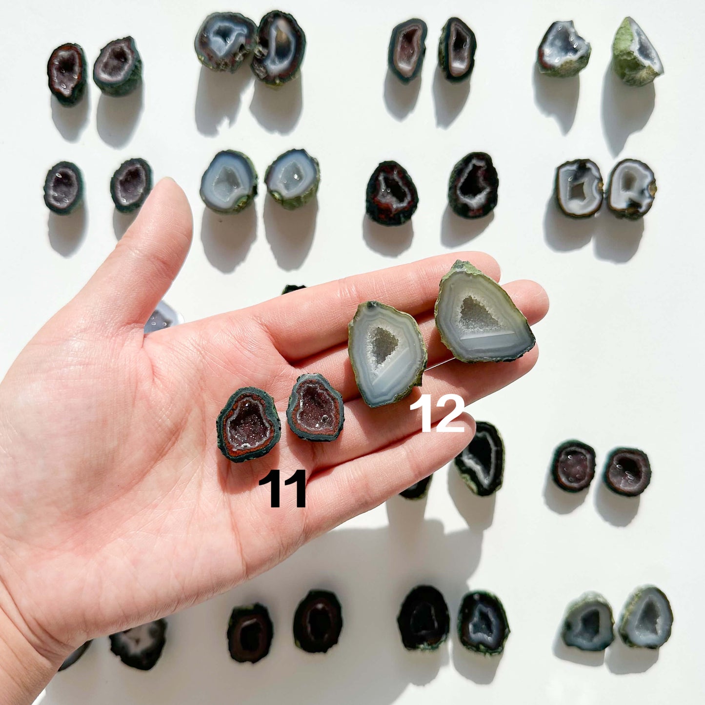 Natural Mini Agate Geode Pair | Small Tabasco Raw Crystal Geode, Druzy  Rainbow Mexico Geodes, Chakra, Meditation Tool