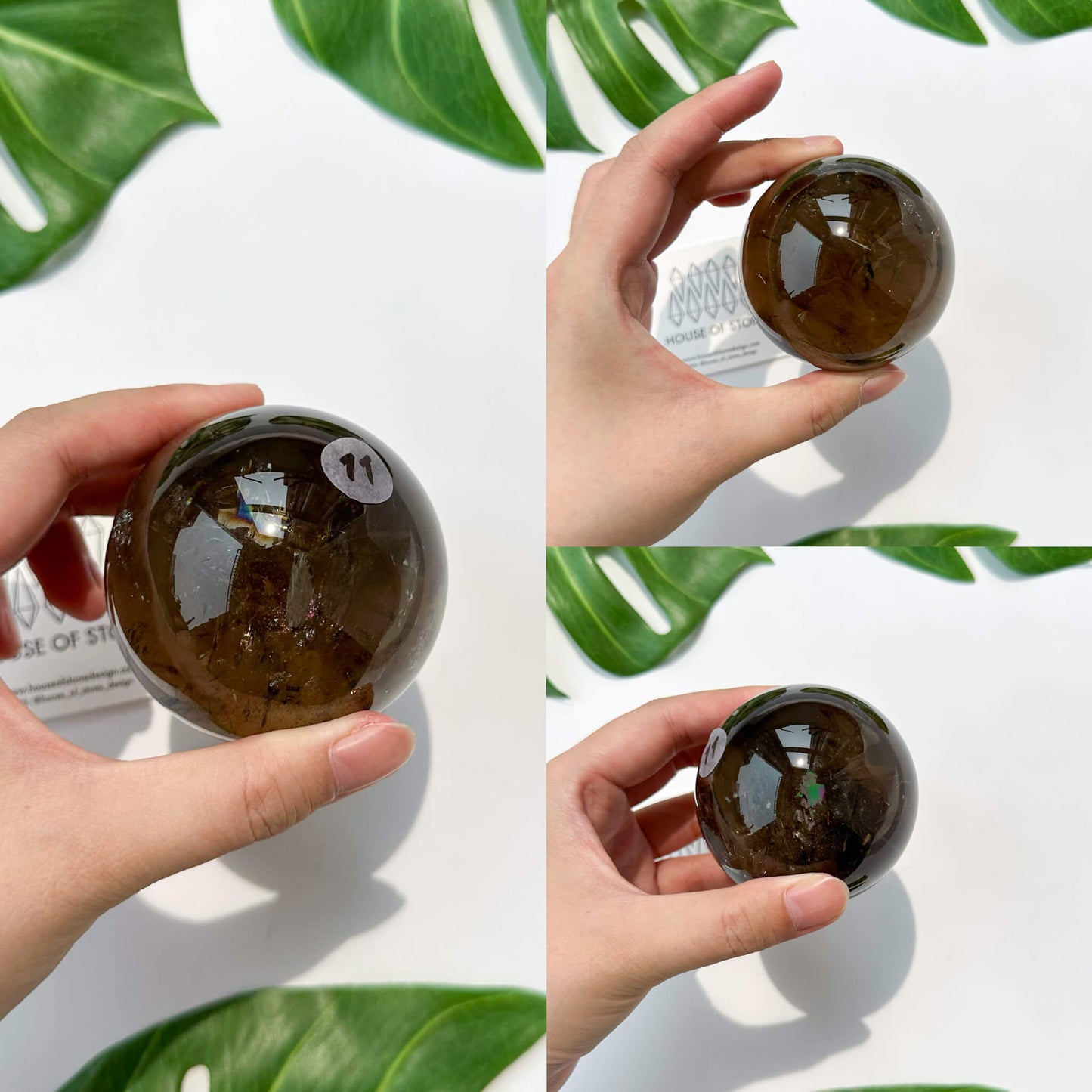 Natural Brazil Smoky Quartz Sphere/Rainbow Smoky Quartz Crystal Sphere/Rare Smoky Quartz Ball/Root Chakra Healing