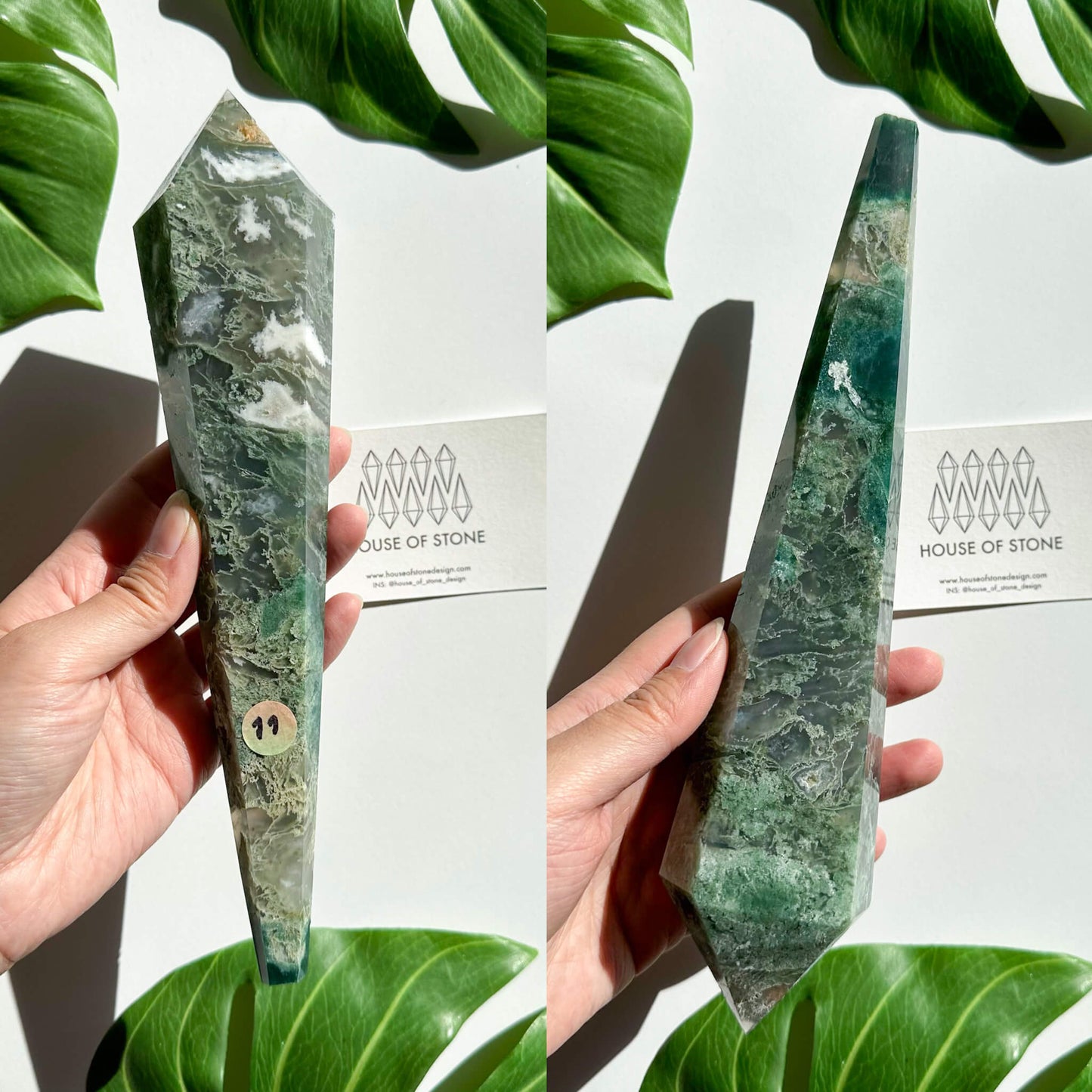 Natural Moss Agate Wand/Druzy Moss Agate Crystal Point Wand/Moss Agate Crystal Handle/Moss Agate Stem/Wedding Bouquet Handle/Heart Chakra Healing/AAA