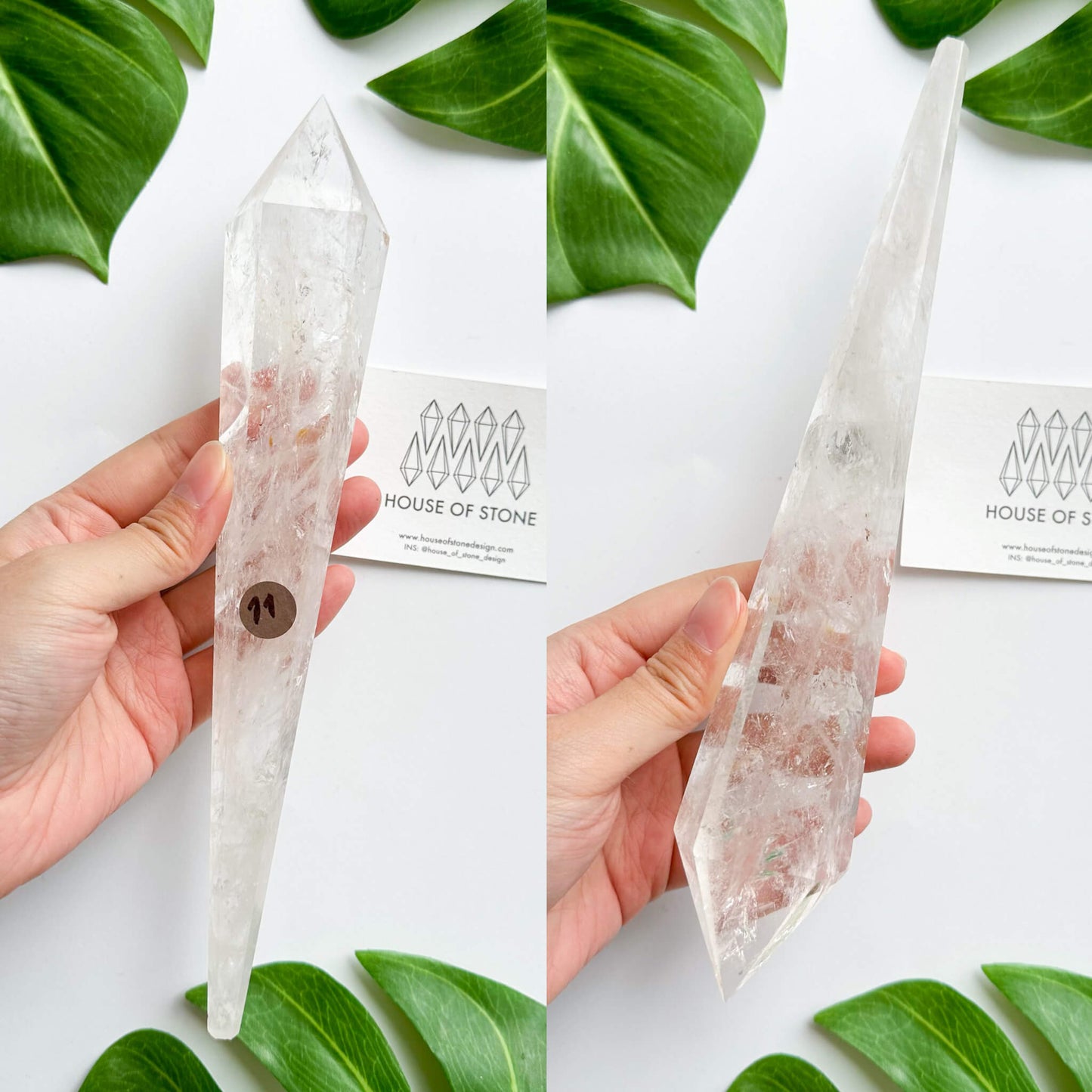 Natural Clear Quartz Point Wand/Clear Quartz Rainbow Crystal Wand/Clear Quartz Handle/Crystal Stem/Crown Chakra Healing/Meditation Tool/AAA