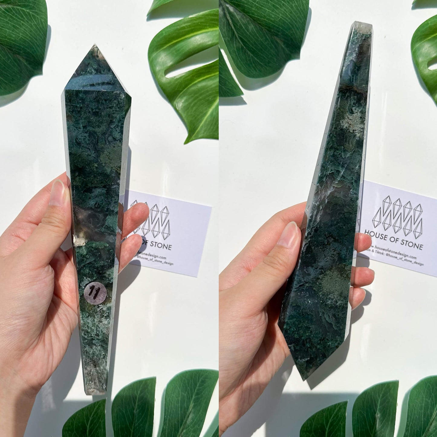 Natural Moss Agate Wand/Druzy Moss Agate Crystal Point Wand/Moss Agate Crystal Handle/Moss Agate Stem/Wedding Bouquet Handle/Heart Chakra Healing/AAA