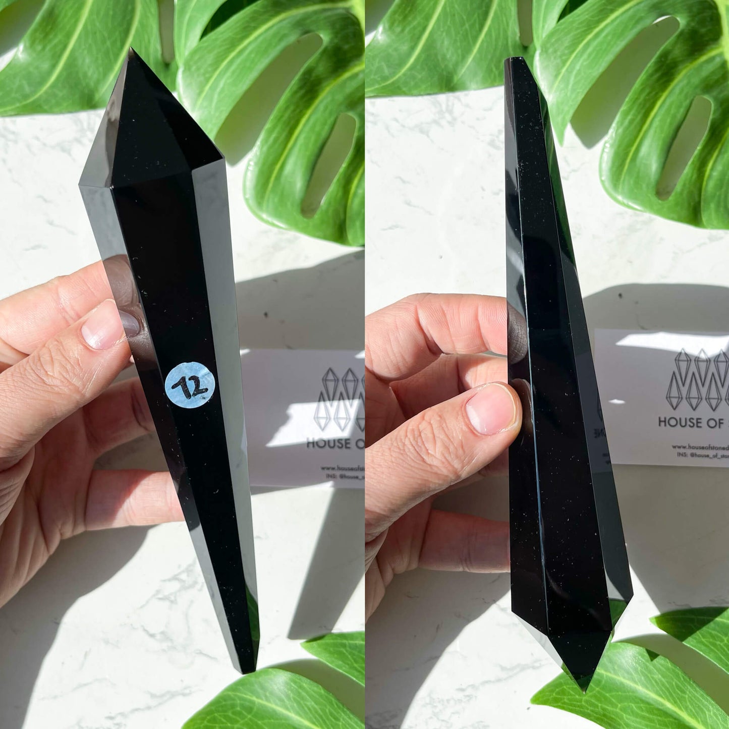 Natural Black Obsidian Wand/High Quality Black Obsidian Point Wand/Crystal Gemstone Obsidian Wand Handle/Obsidian Stem/Root Chakra Healing/AAA