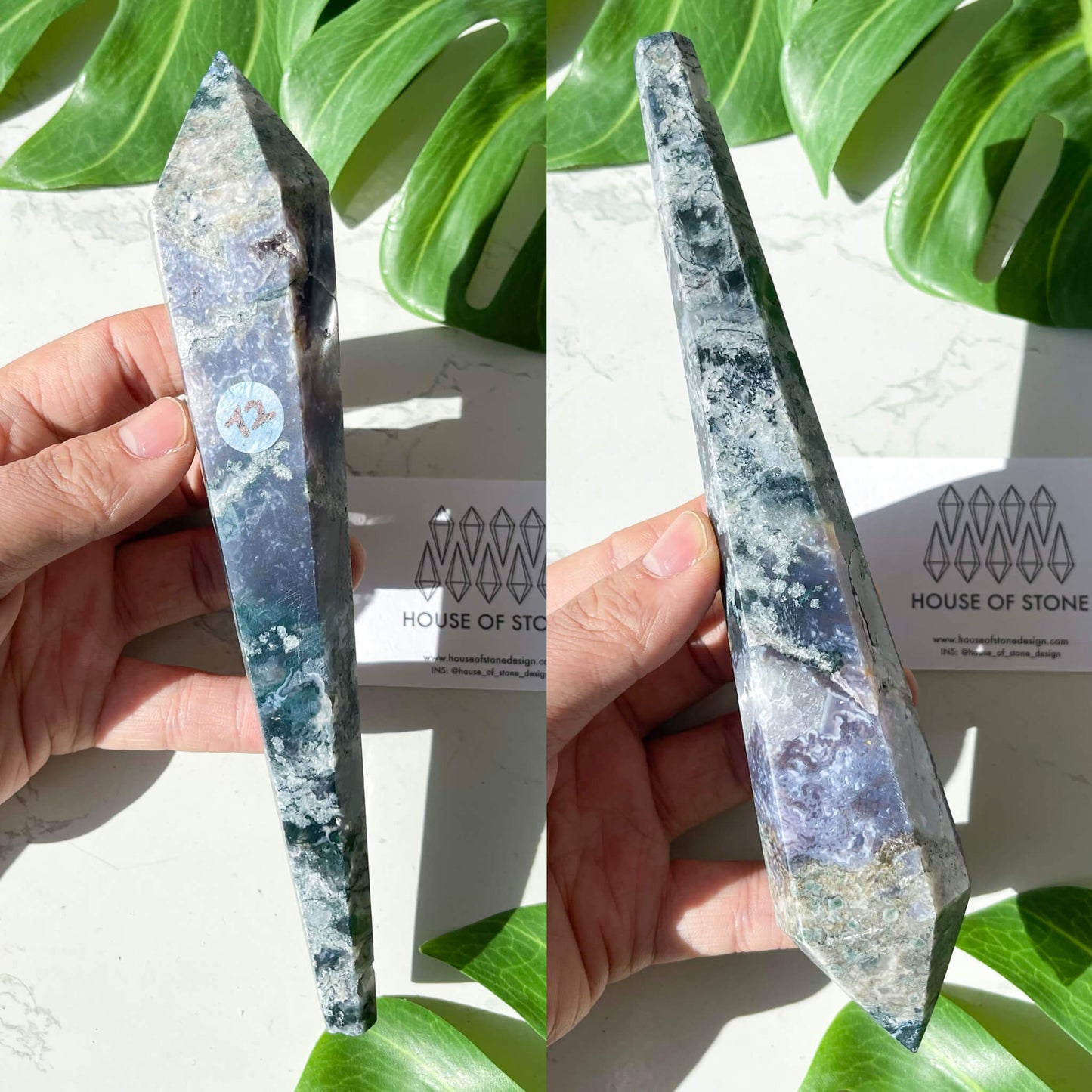 Natural Moss Agate Wand/Druzy Moss Agate Crystal Point Wand/Moss Agate Crystal Handle/Moss Agate Stem/Wedding Bouquet Handle/Heart Chakra Healing/AAA