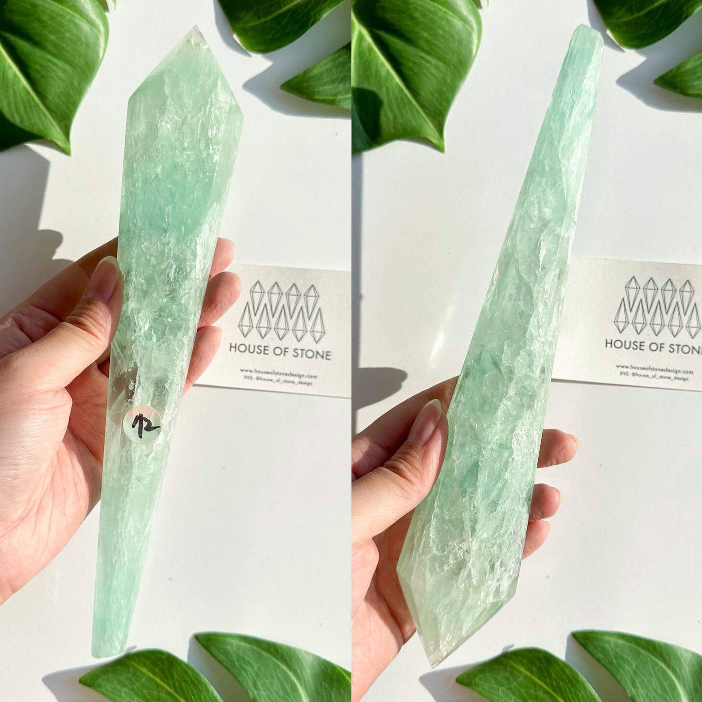 Large Rainbow Fluorite Wand/Natural Rainbow Green Fluorite Wand/Fluorite Point Wand/Crystal Wand/Fluorite Handle/Fluorite Stem/Heart Chakra Healing/AAA