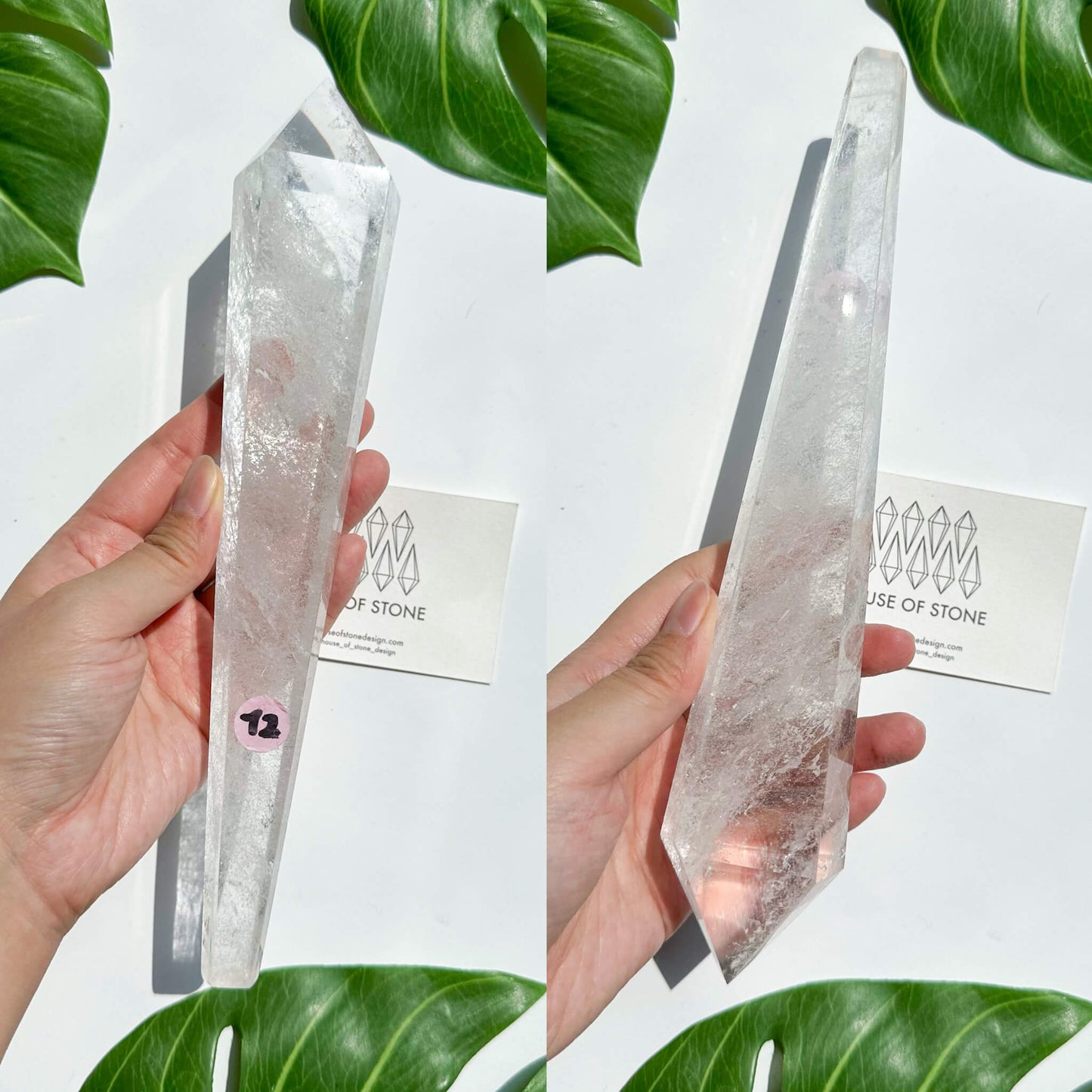 Natural Clear Quartz Point Wand/Clear Quartz Rainbow Crystal Wand/Clear Quartz Handle/Crystal Stem/Crown Chakra Healing/Meditation Tool/AAA