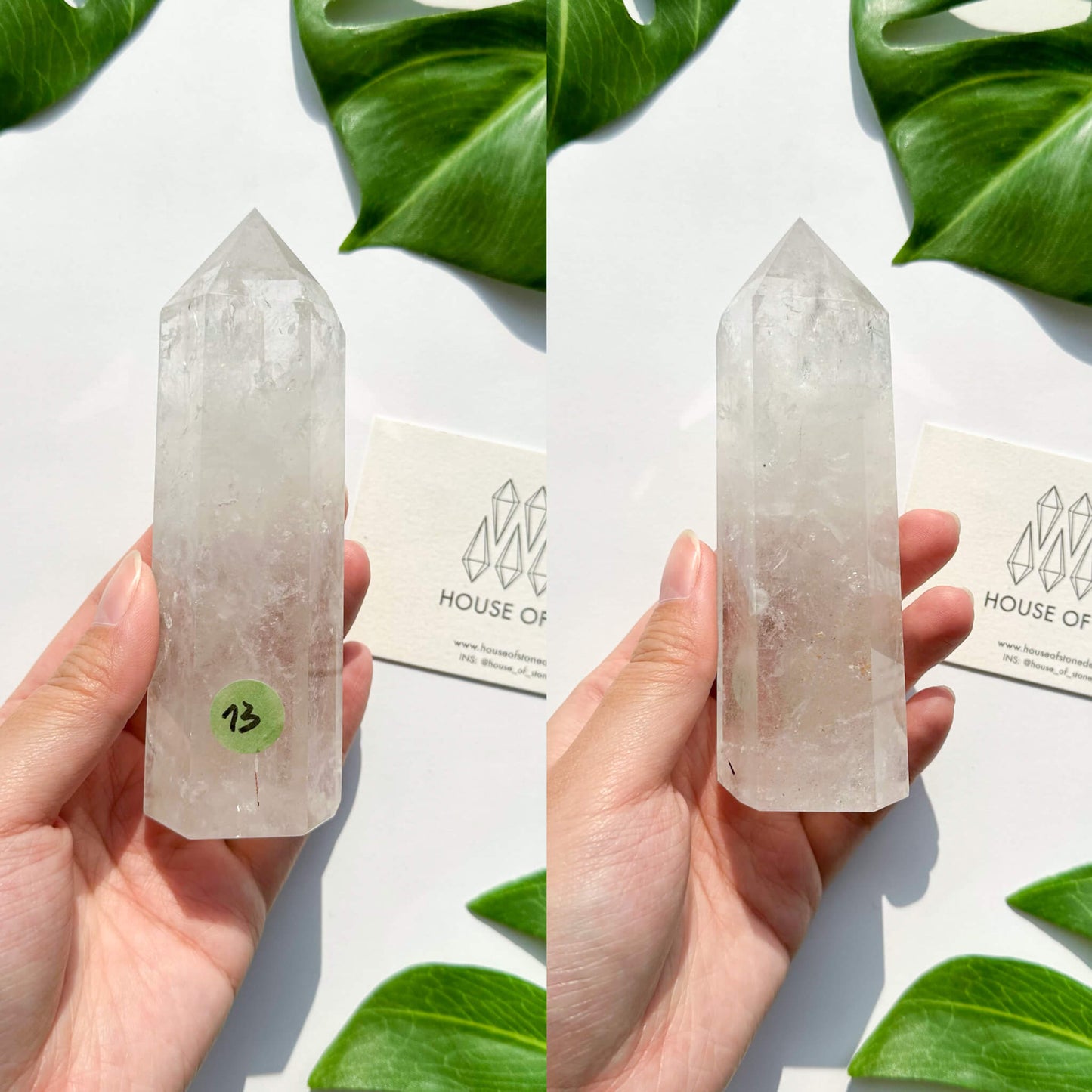 Natural Clear Quartz Point Tower/Clear Quartz Rainbow Crystal Tower/Clear Quartz Obelisk/Crown Chakra Healing/Meditation Tool/AAA