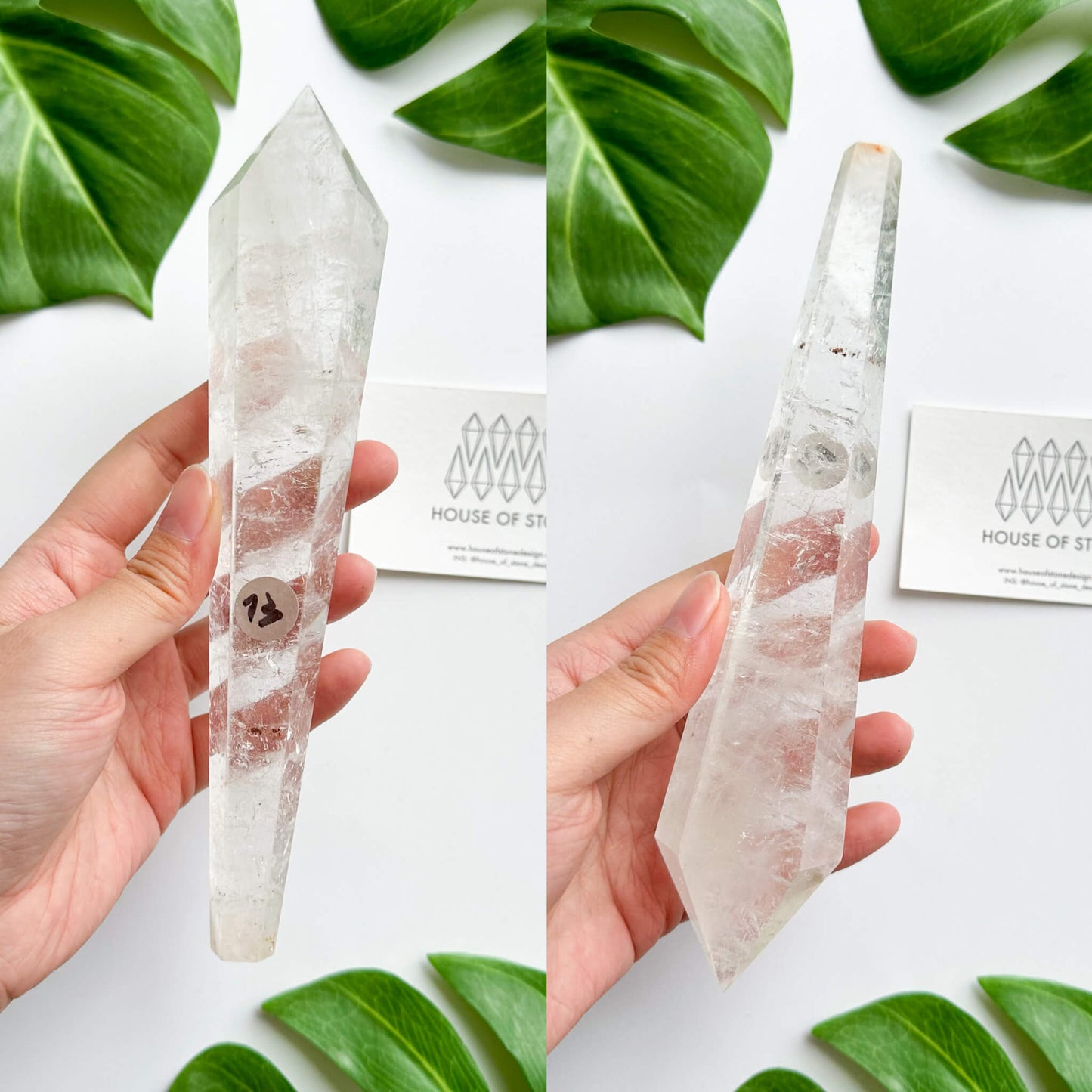 Natural Clear Quartz Point Wand/Clear Quartz Rainbow Crystal Wand/Clear Quartz Handle/Crystal Stem/Crown Chakra Healing/Meditation Tool/AAA