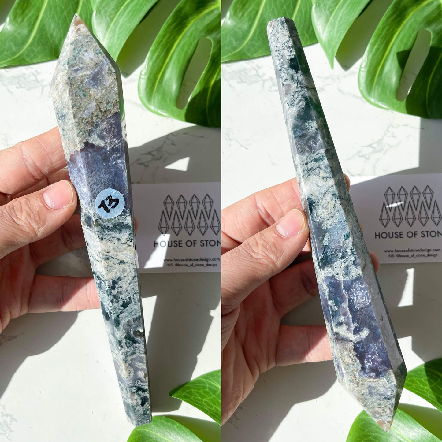 Natural Moss Agate Wand/Druzy Moss Agate Crystal Point Wand/Moss Agate Crystal Handle/Moss Agate Stem/Wedding Bouquet Handle/Heart Chakra Healing/AAA