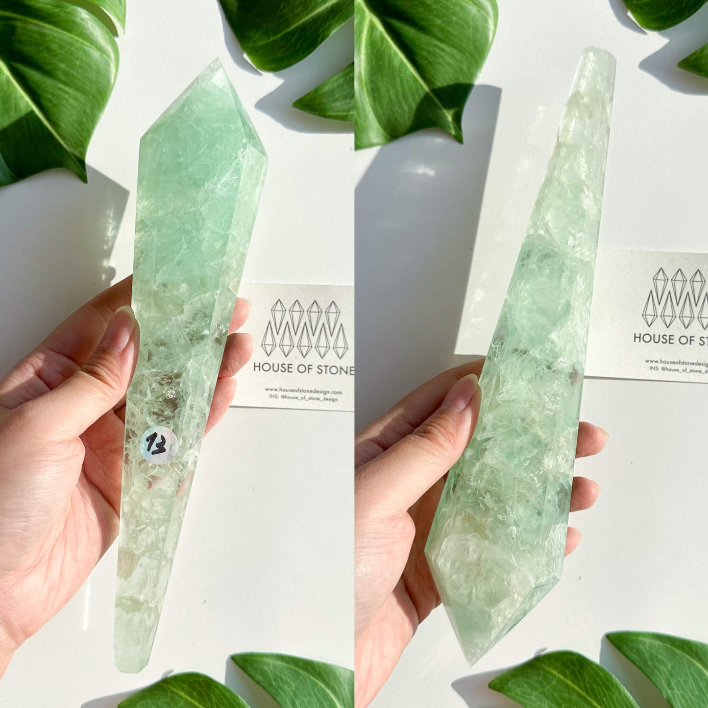 Large Rainbow Fluorite Wand/Natural Rainbow Green Fluorite Wand/Fluorite Point Wand/Crystal Wand/Fluorite Handle/Fluorite Stem/Heart Chakra Healing/AAA