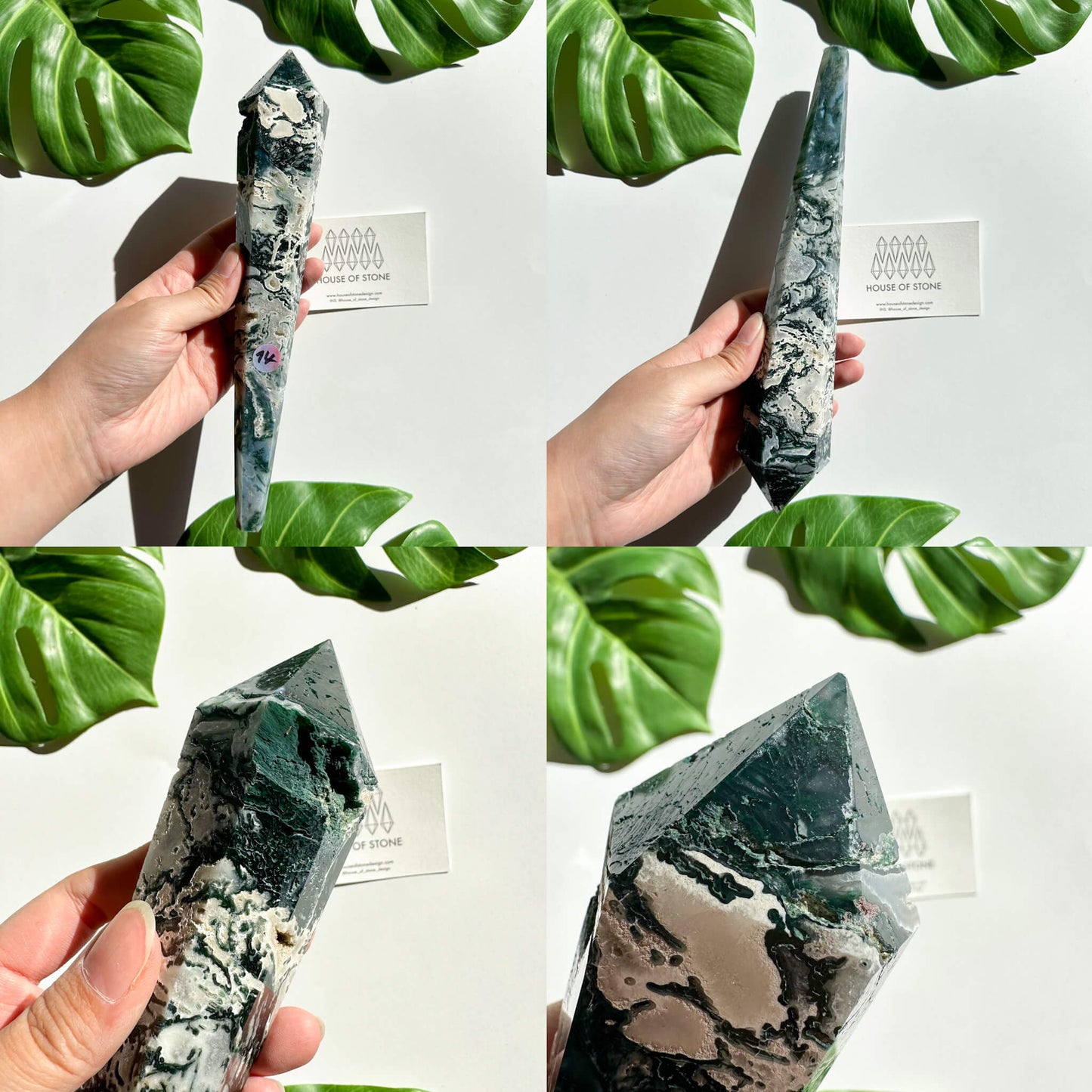 Natural Moss Agate Wand/Druzy Moss Agate Crystal Point Wand/Moss Agate Crystal Handle/Moss Agate Stem/Wedding Bouquet Handle/Heart Chakra Healing/AAA