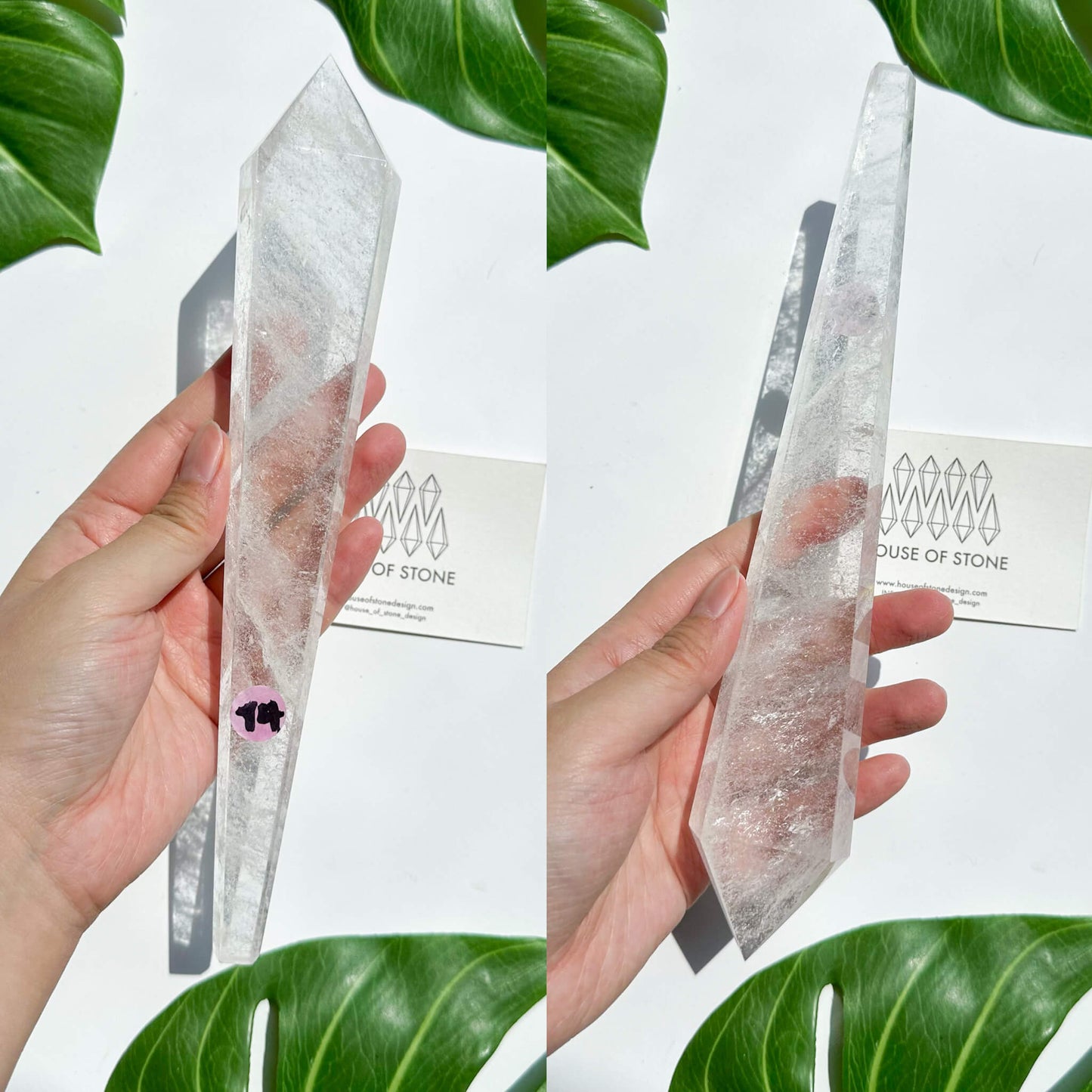 Natural Clear Quartz Point Wand/Clear Quartz Rainbow Crystal Wand/Clear Quartz Handle/Crystal Stem/Crown Chakra Healing/Meditation Tool/AAA