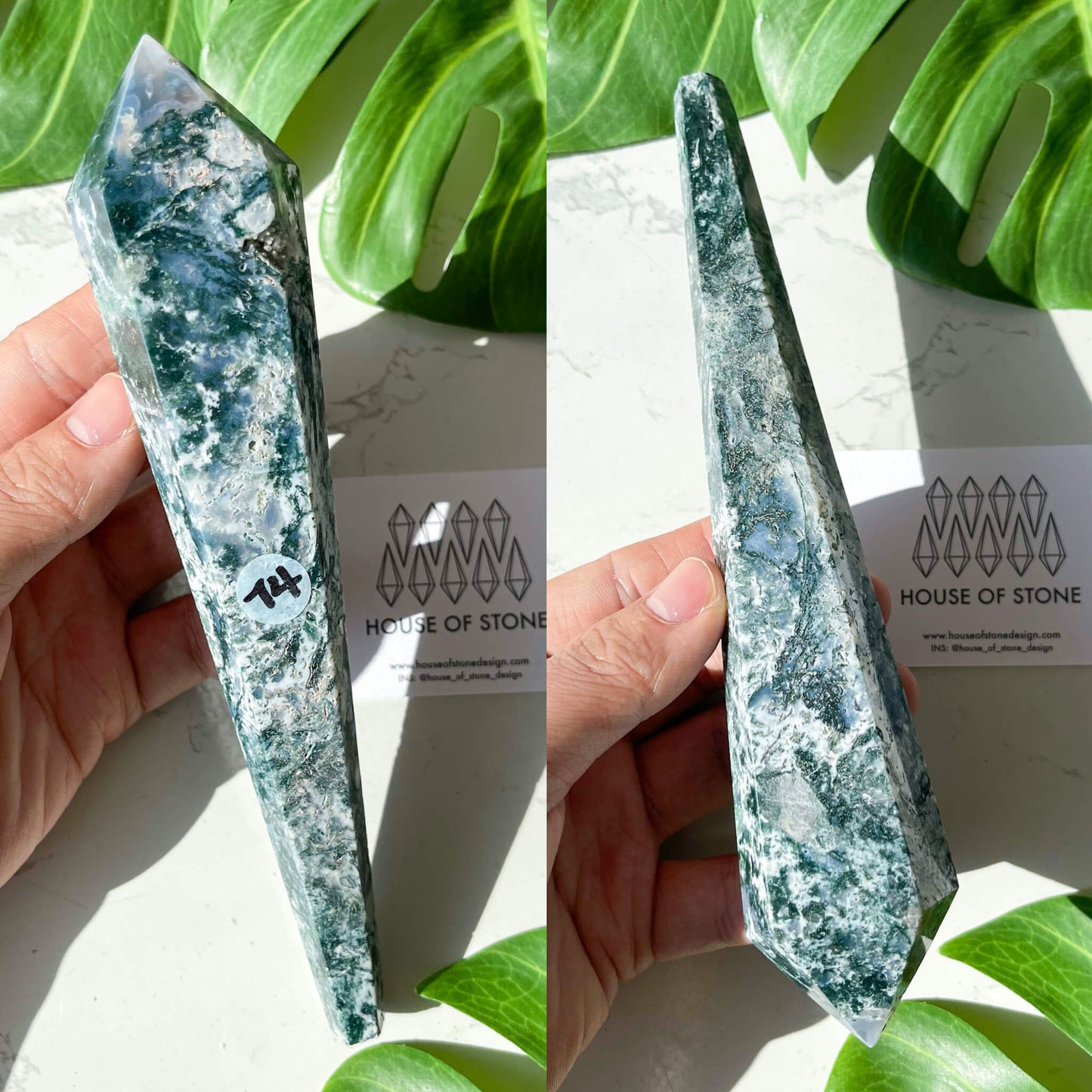 Natural Moss Agate Wand/Druzy Moss Agate Crystal Point Wand/Moss Agate Crystal Handle/Moss Agate Stem/Wedding Bouquet Handle/Heart Chakra Healing/AAA