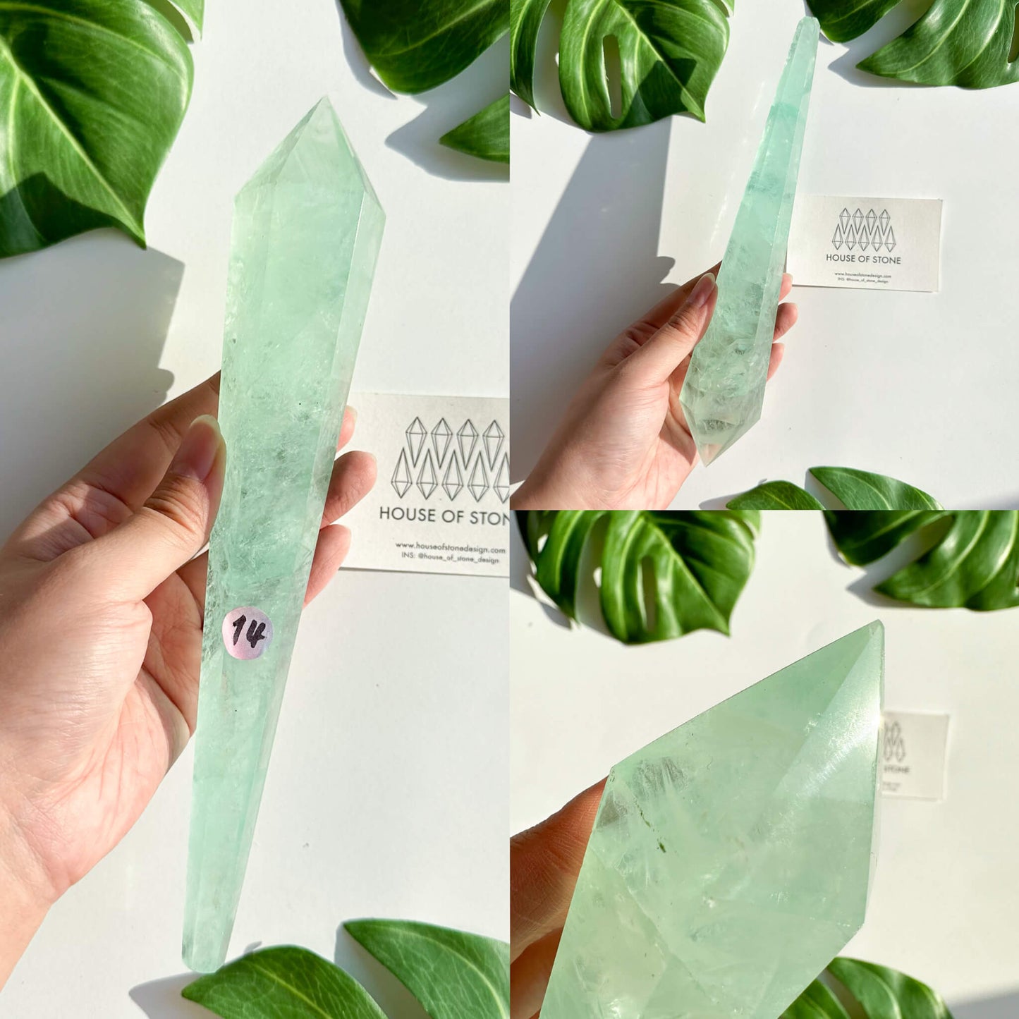 Large Rainbow Fluorite Wand/Natural Rainbow Green Fluorite Wand/Fluorite Point Wand/Crystal Wand/Fluorite Handle/Fluorite Stem/Heart Chakra Healing/AAA