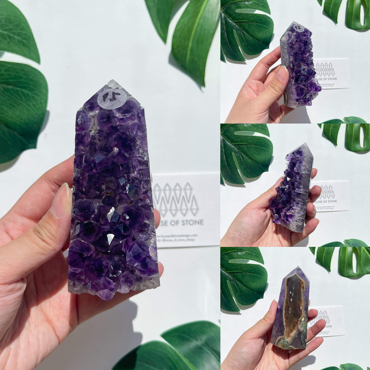 Natural Raw Amethyst Point Tower/Amethyst Cluster Rainbow Crystal Tower/Druzy Amethyst Geode Tower/Meditation Tool/Crown Chakra Healing/AAA