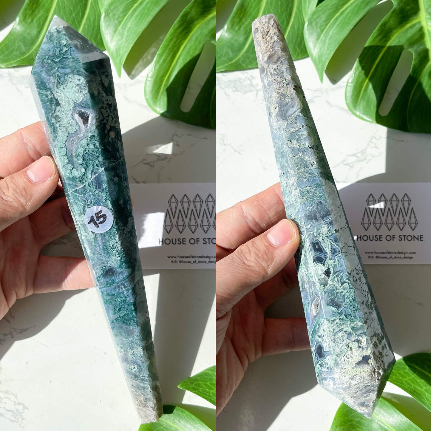 Natural Moss Agate Wand/Druzy Moss Agate Crystal Point Wand/Moss Agate Crystal Handle/Moss Agate Stem/Wedding Bouquet Handle/Heart Chakra Healing/AAA