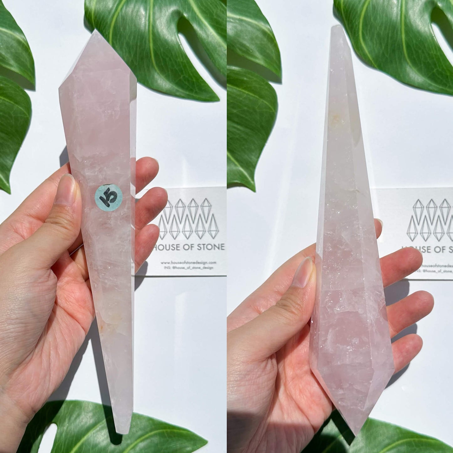 Natural Rose Quartz Wand/Rose Quartz Crystal Point Wand/Rose Quartz Crystal Handle/Rose Quartz Stem/Wedding Bouquet Handle/Heart Chakra Healing/AAA