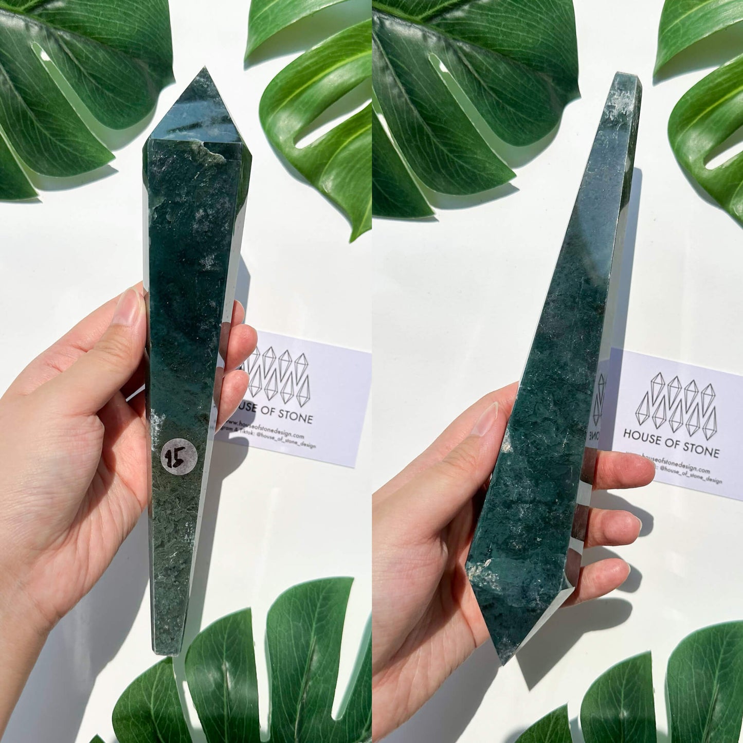 Natural Moss Agate Wand/Druzy Moss Agate Crystal Point Wand/Moss Agate Crystal Handle/Moss Agate Stem/Wedding Bouquet Handle/Heart Chakra Healing/AAA