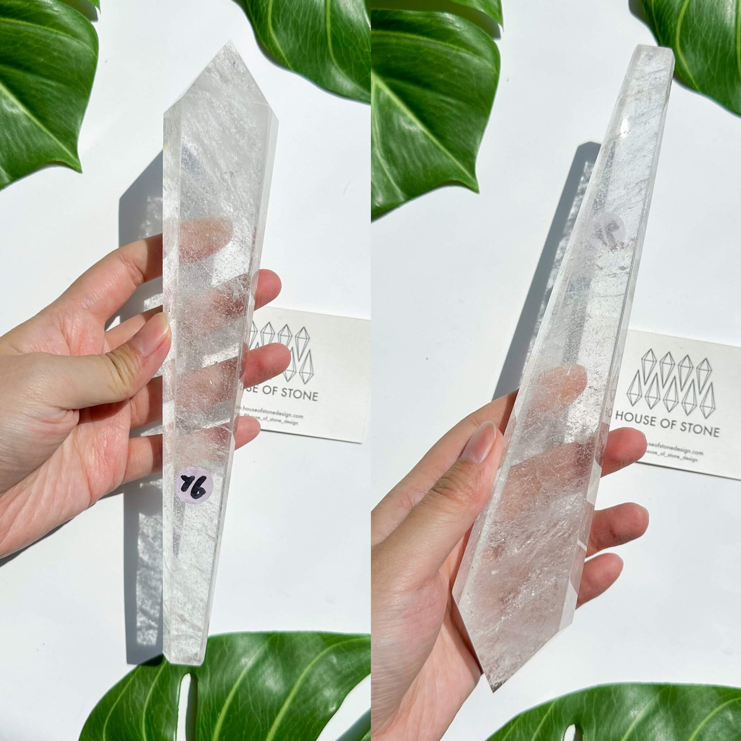 Natural Clear Quartz Point Wand/Clear Quartz Rainbow Crystal Wand/Clear Quartz Handle/Crystal Stem/Crown Chakra Healing/Meditation Tool/AAA